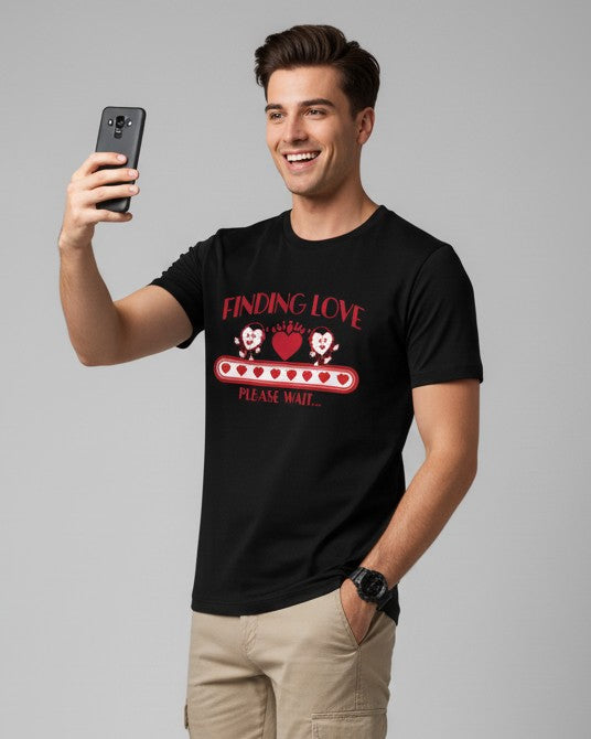 Men Printed Black Cotton Tshirt