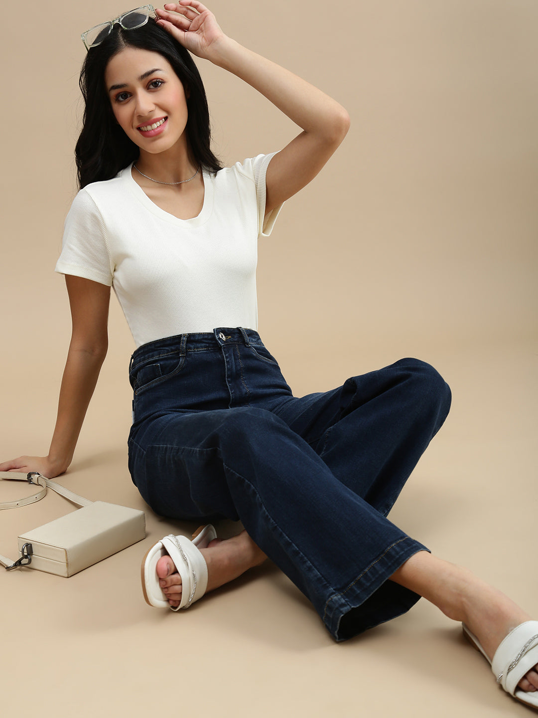 Women Cream Casual Top