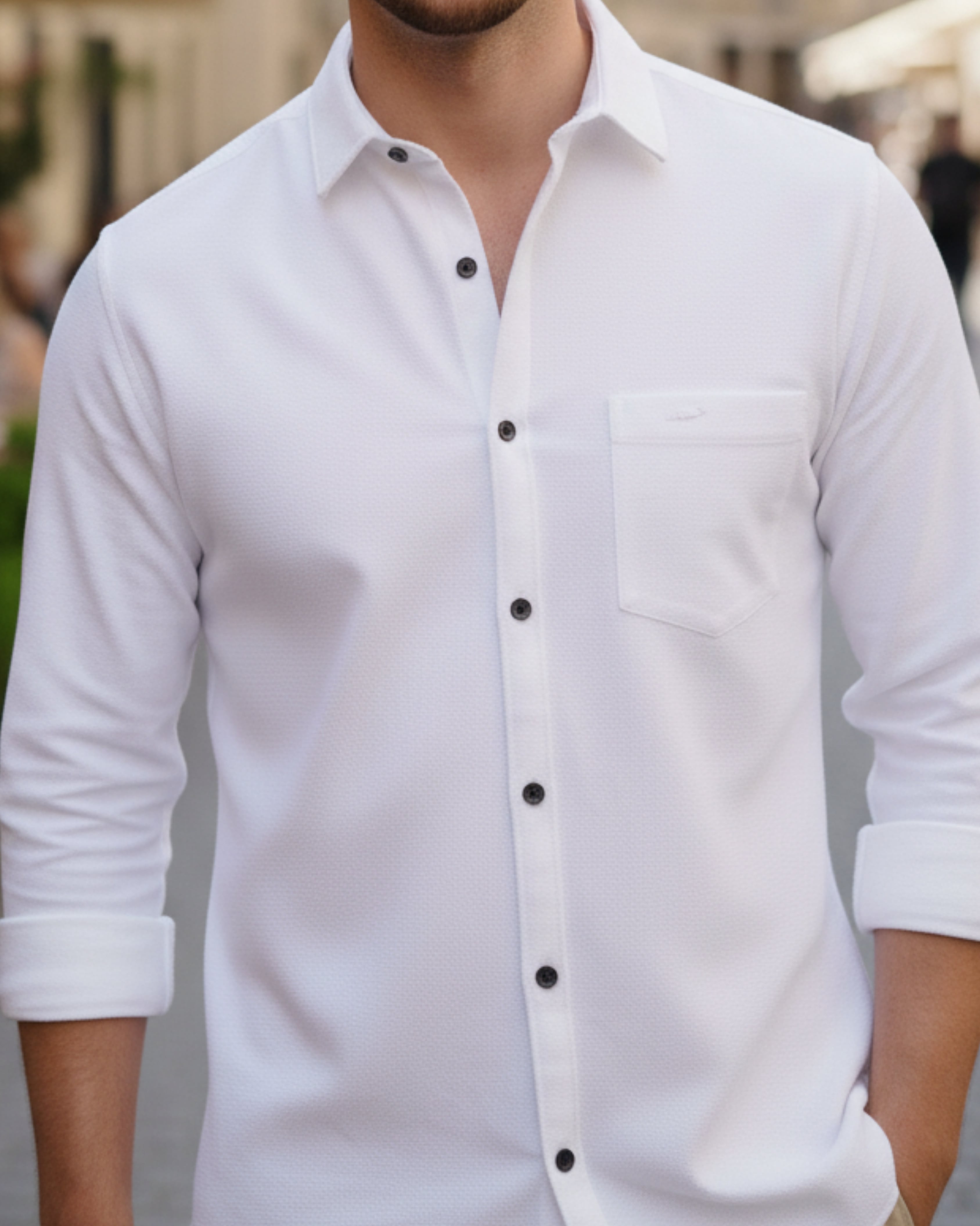 Men White Oversized Corduroy Shirt
