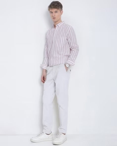 Men Mauve Striped Shirt