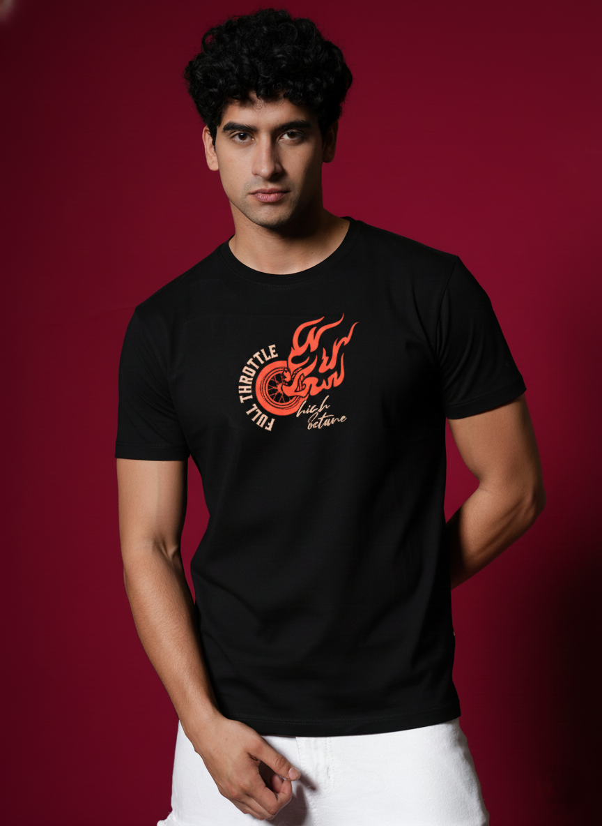 Men Round Neck Cotton T-Shirt