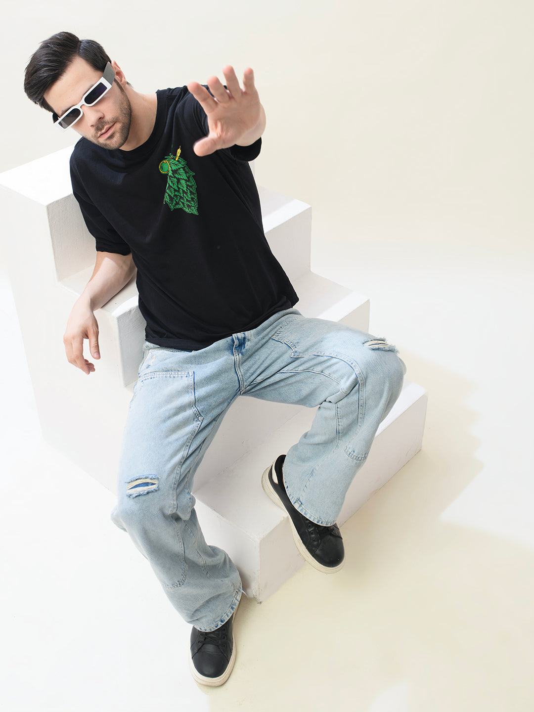 Men Black Cotton Oversized T-Shirt