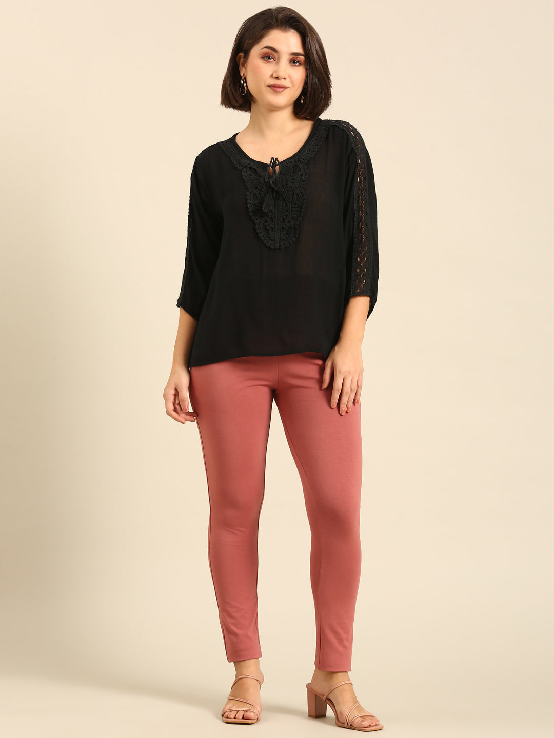 Women Peach Casual Pants