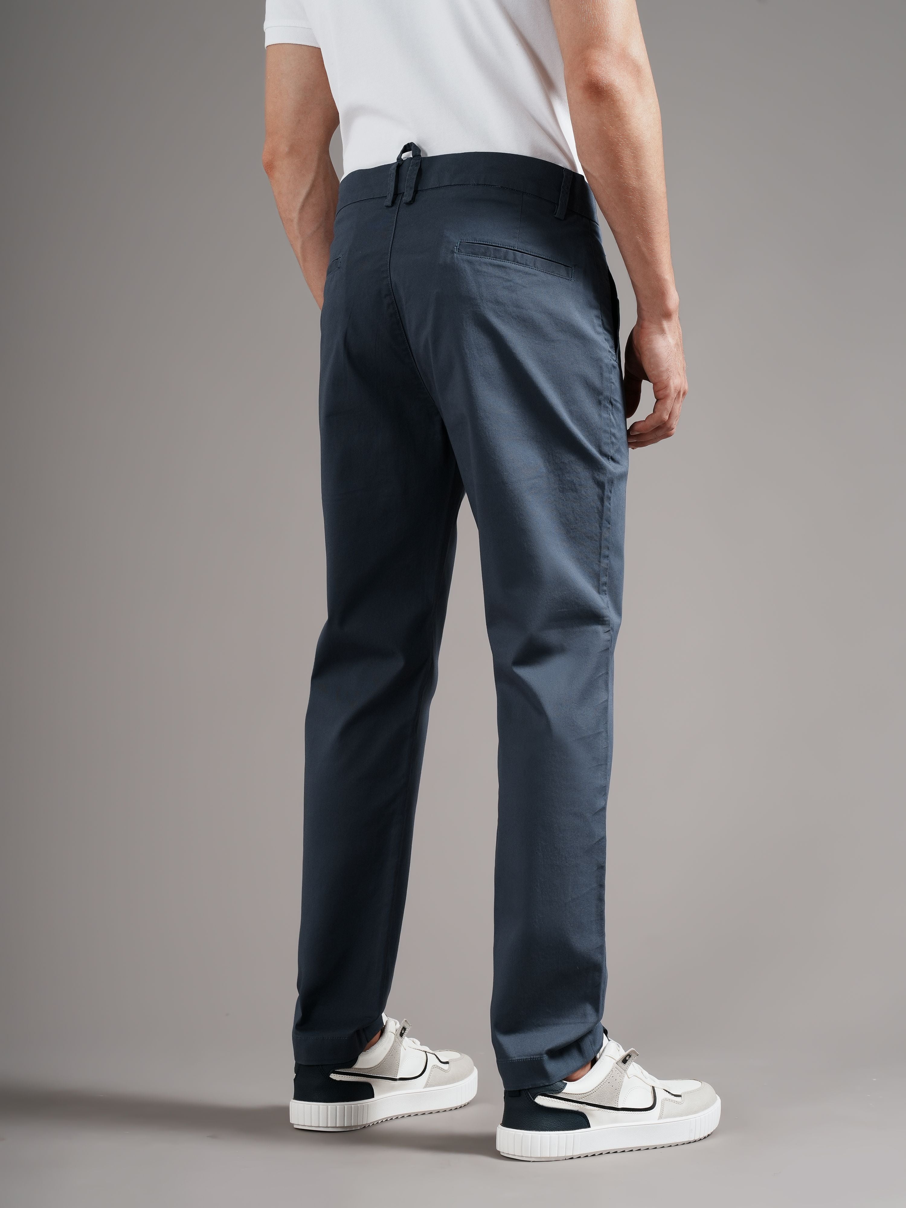 Men Blue Tailored Fit Trousers
