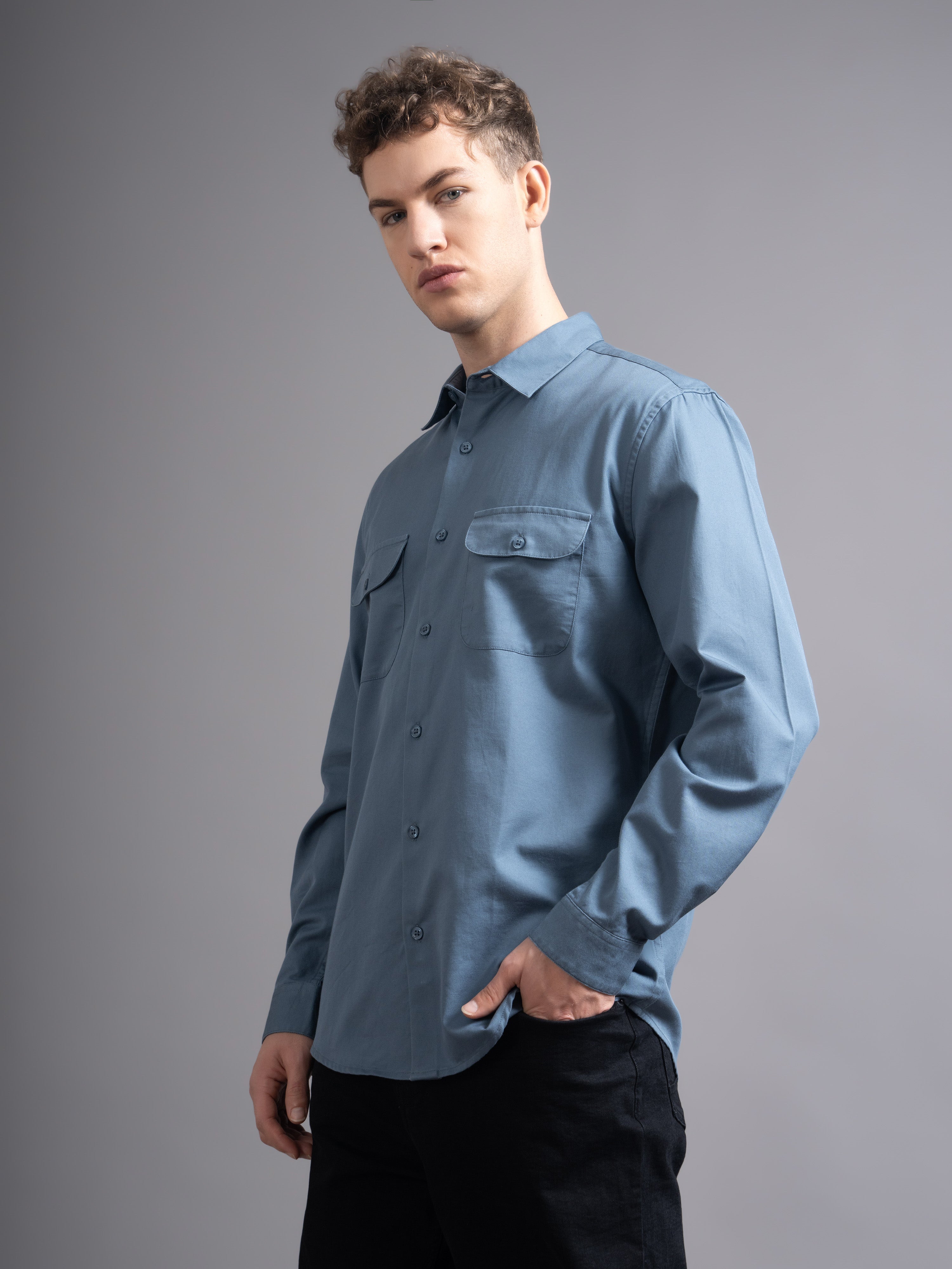 Men Grey Casual Shirt