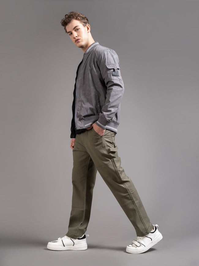 Men Green Straight Fit Cargo Trouser