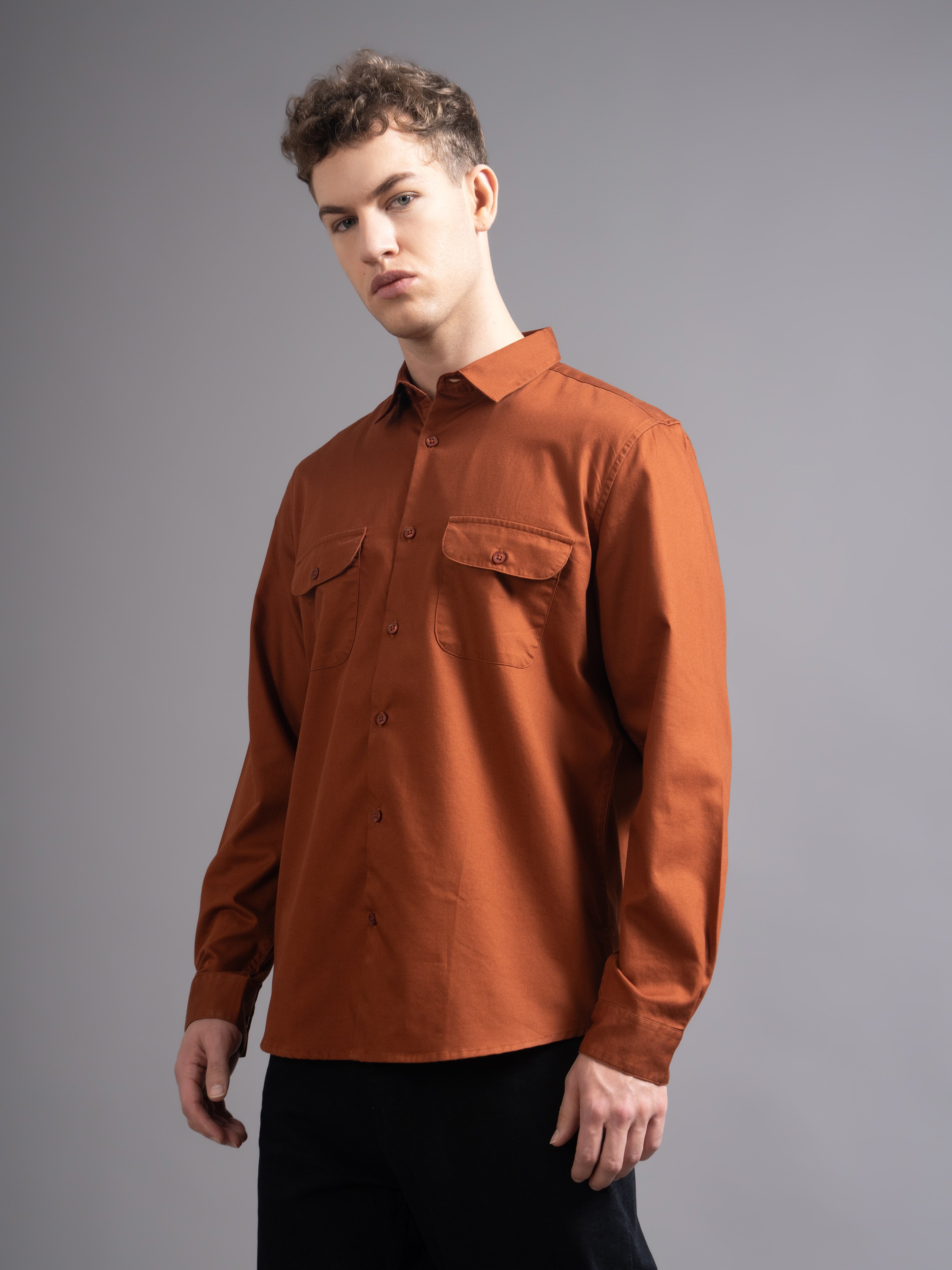Men Rust Casual Shirt