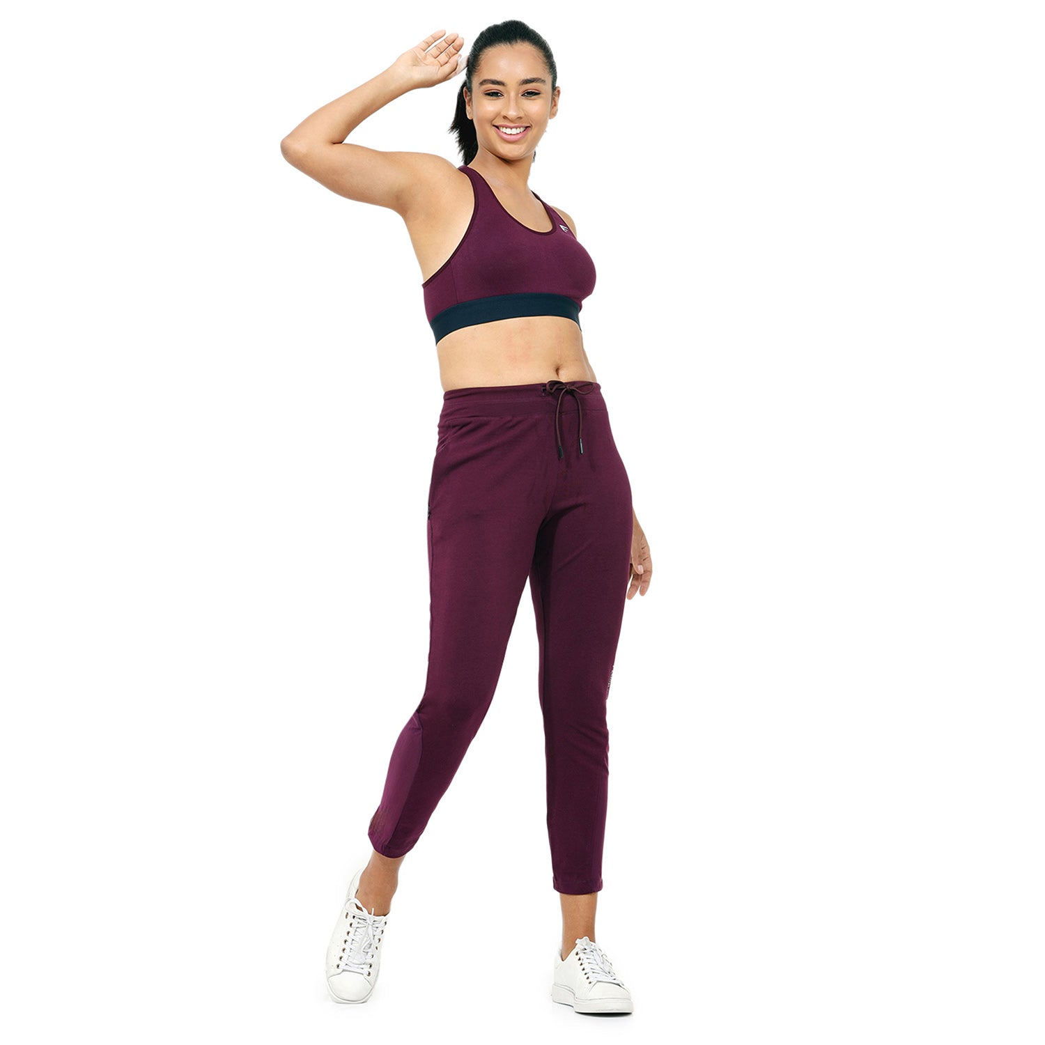 Women Red Ankle Length Track Pant