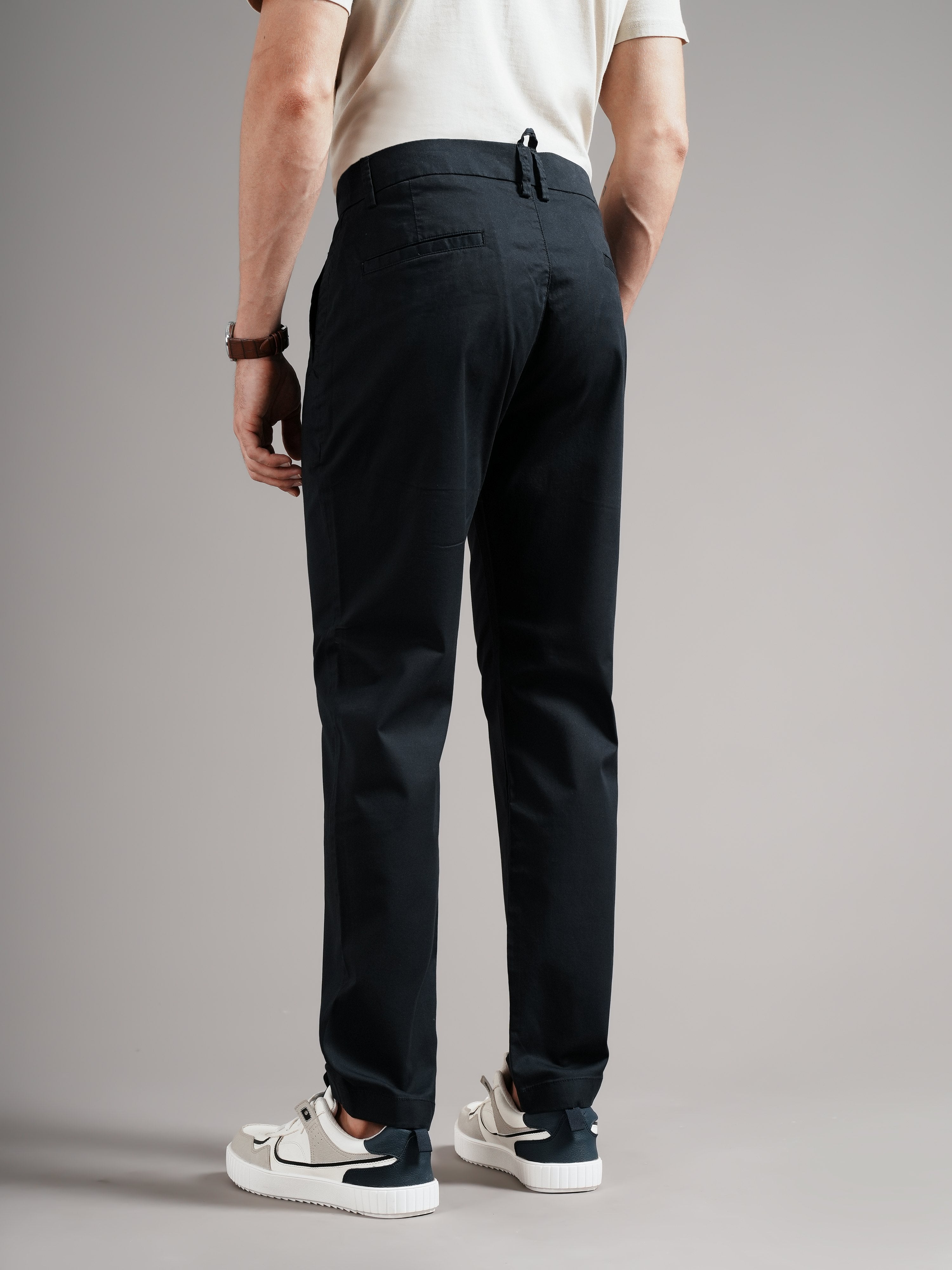 Men Grey Tailored Fit Trousers