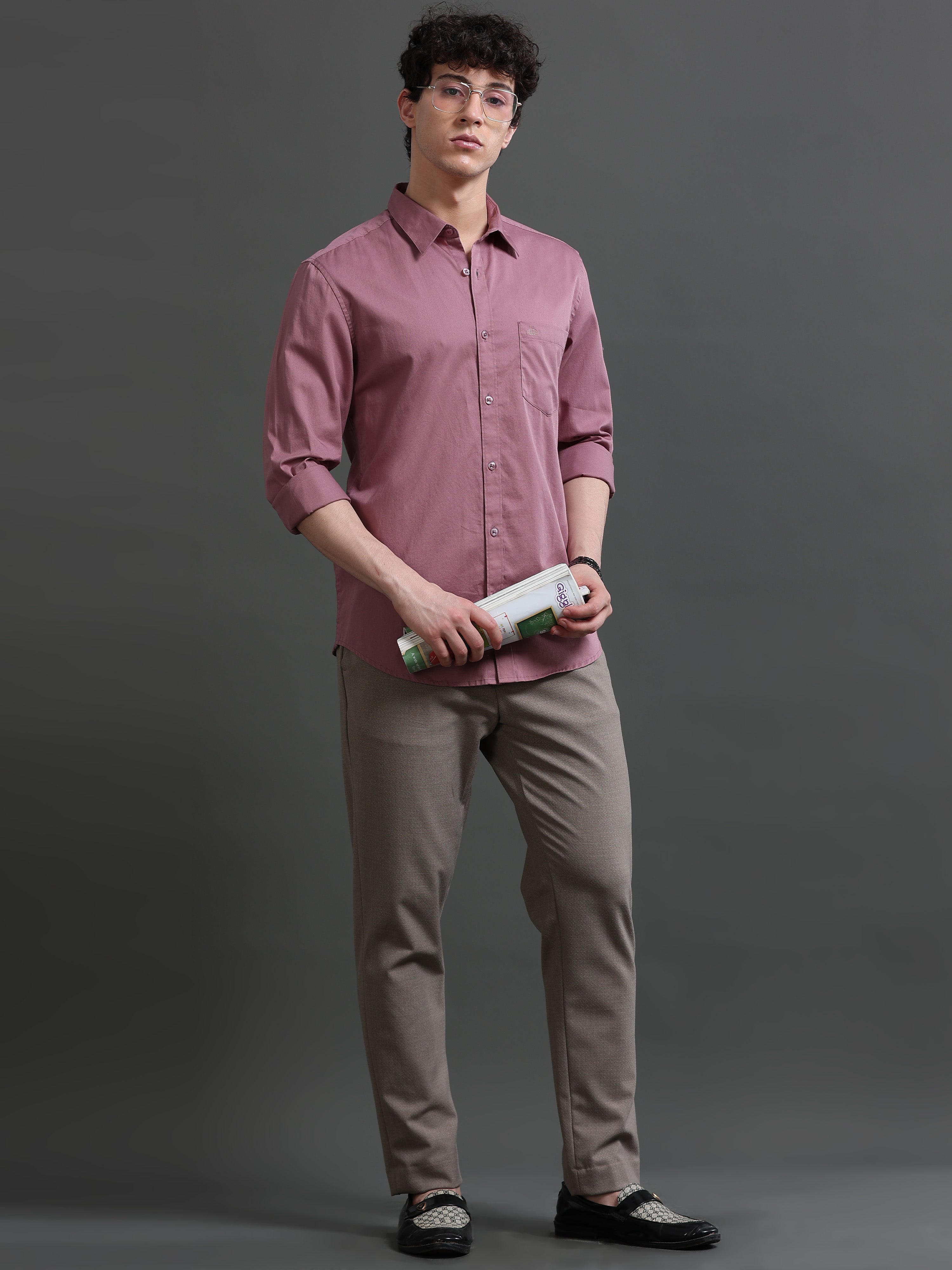 Men Mauve Solid Shirt