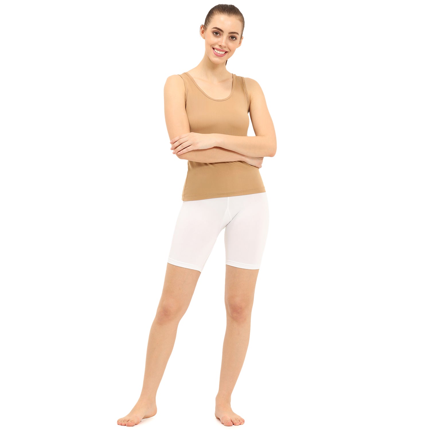 Women White Cycling Shorts