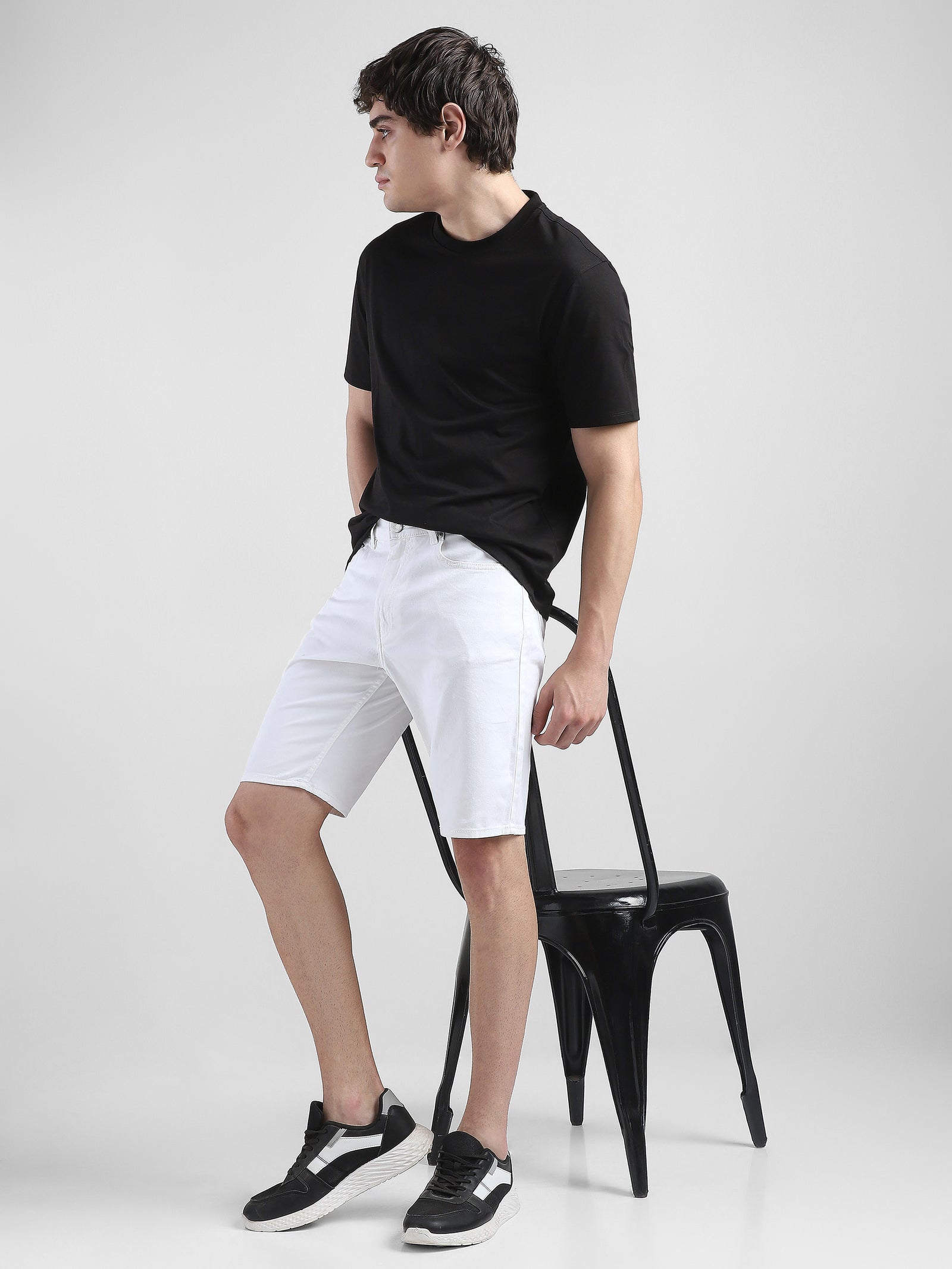 Men White Denim Knee Length Shorts