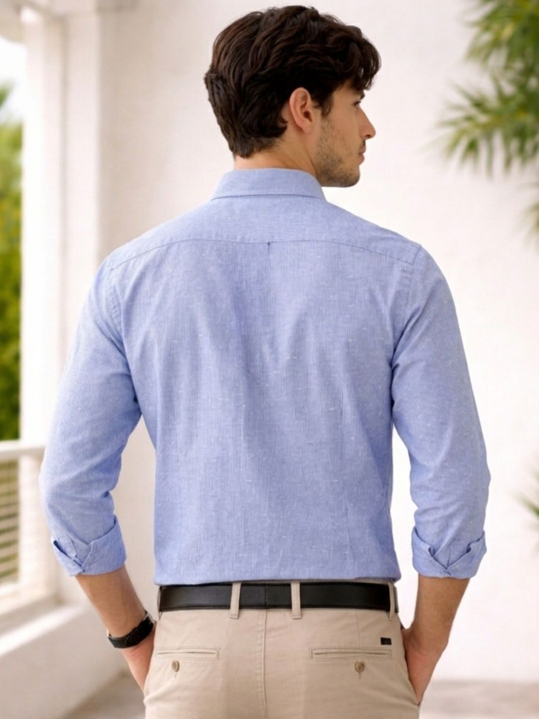 Men Blue Striped Shirt