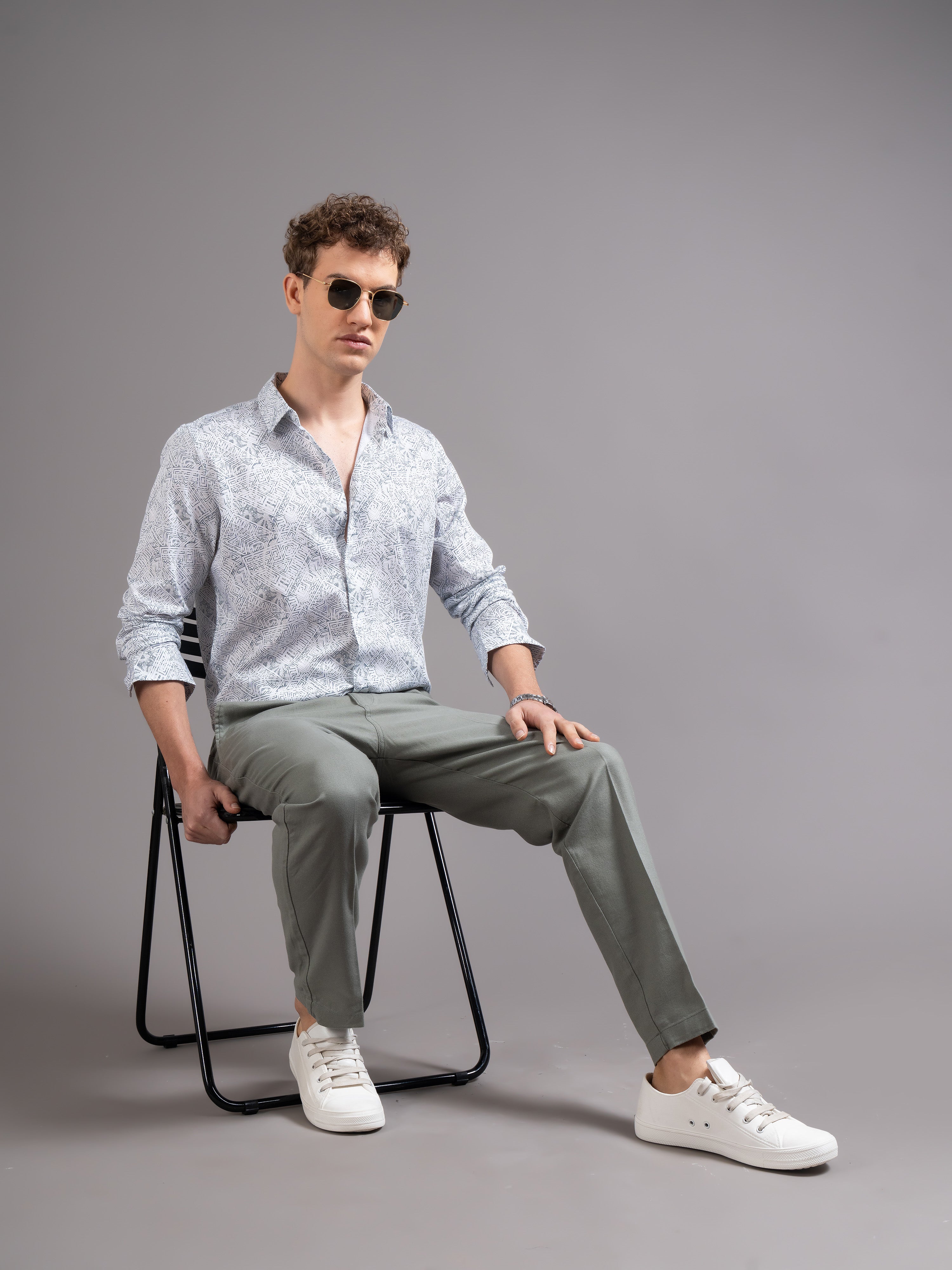 Men White Printed Shirt
