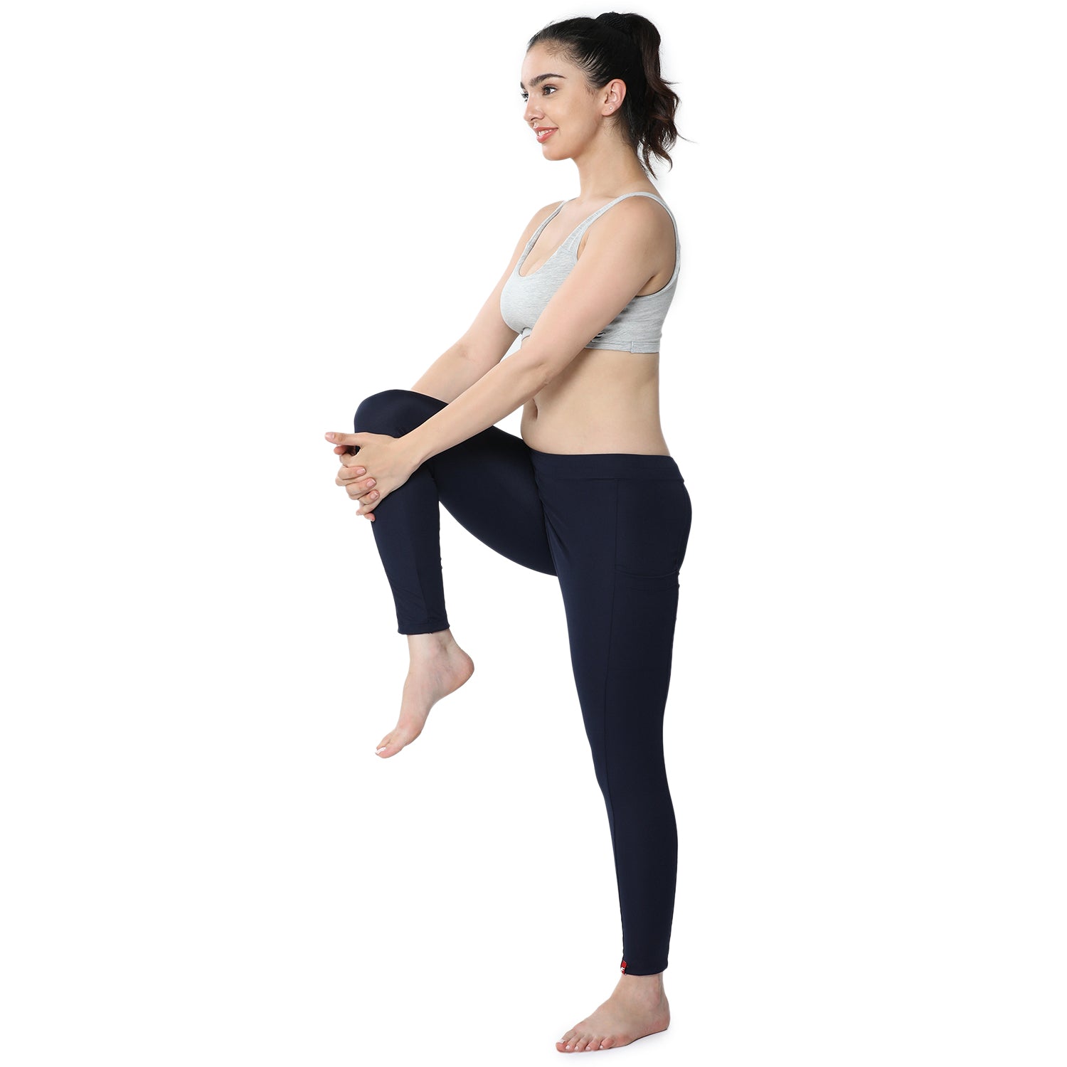 Women Navy Ankle Length Yoga Pant