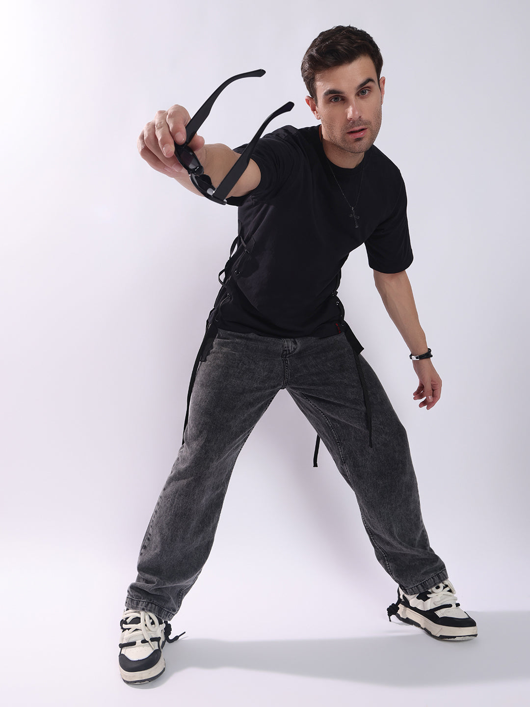 Men Black Cotton Oversized T-Shirt