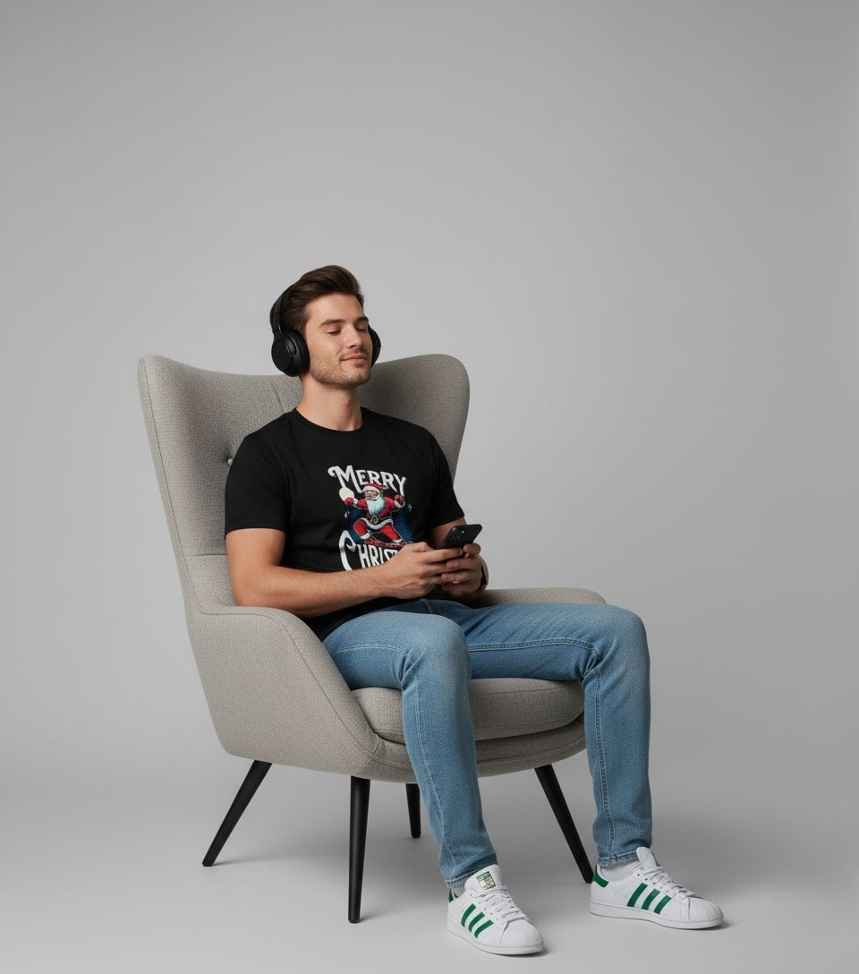 Men Printed Black Cotton Tshirt