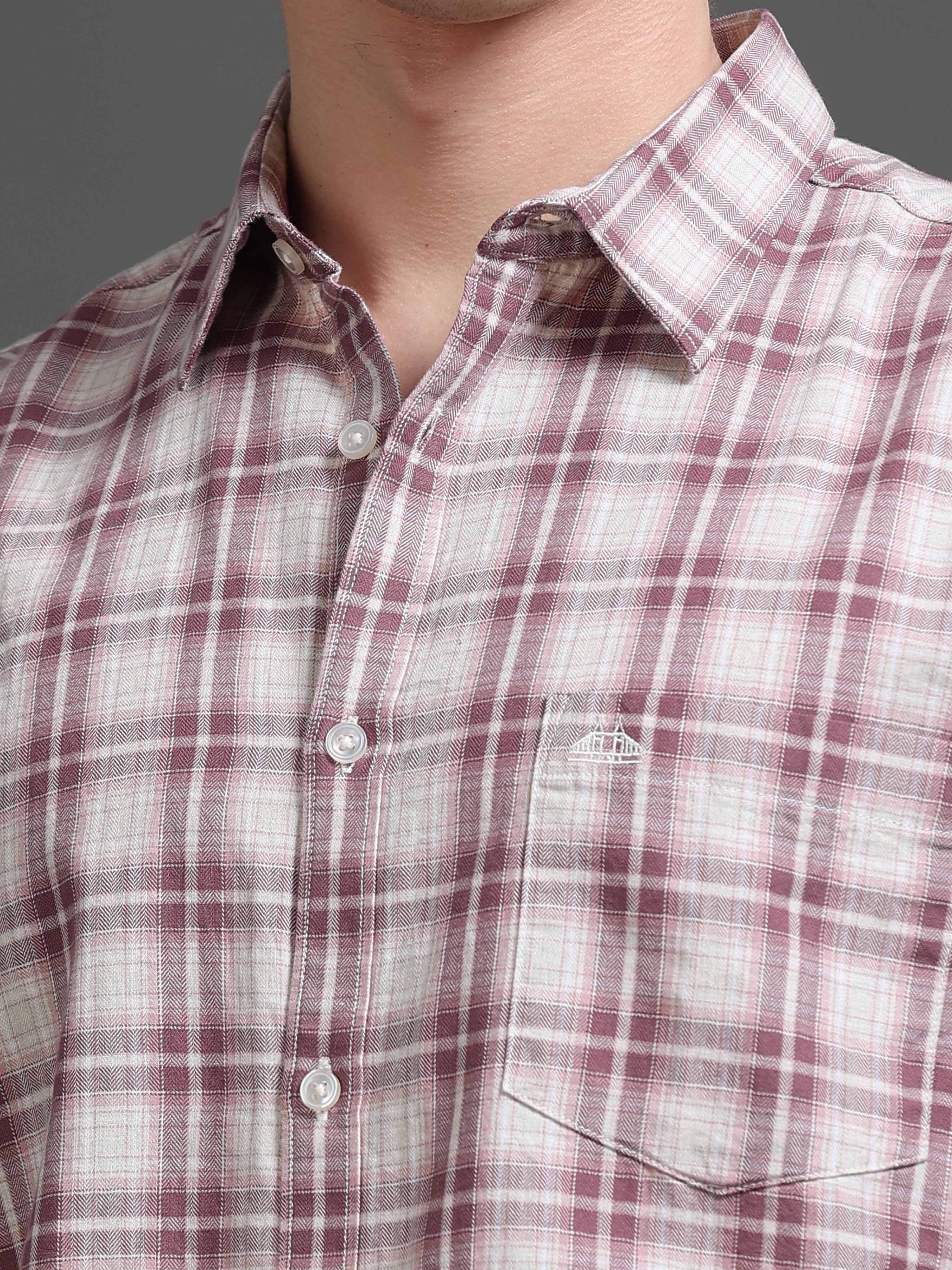Men Mauve Checked Shirt