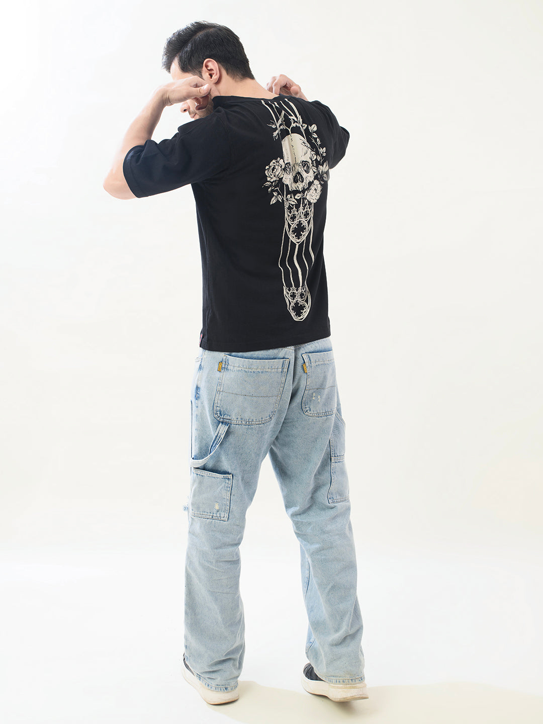 Men Black Cotton Oversized T-Shirt