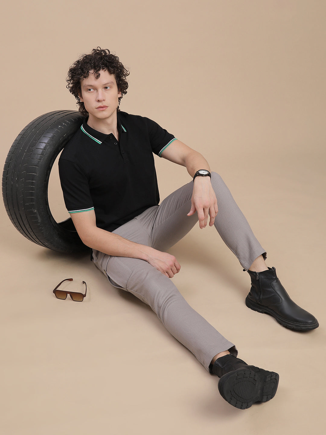 Men Black Slim Fit T-Shirt