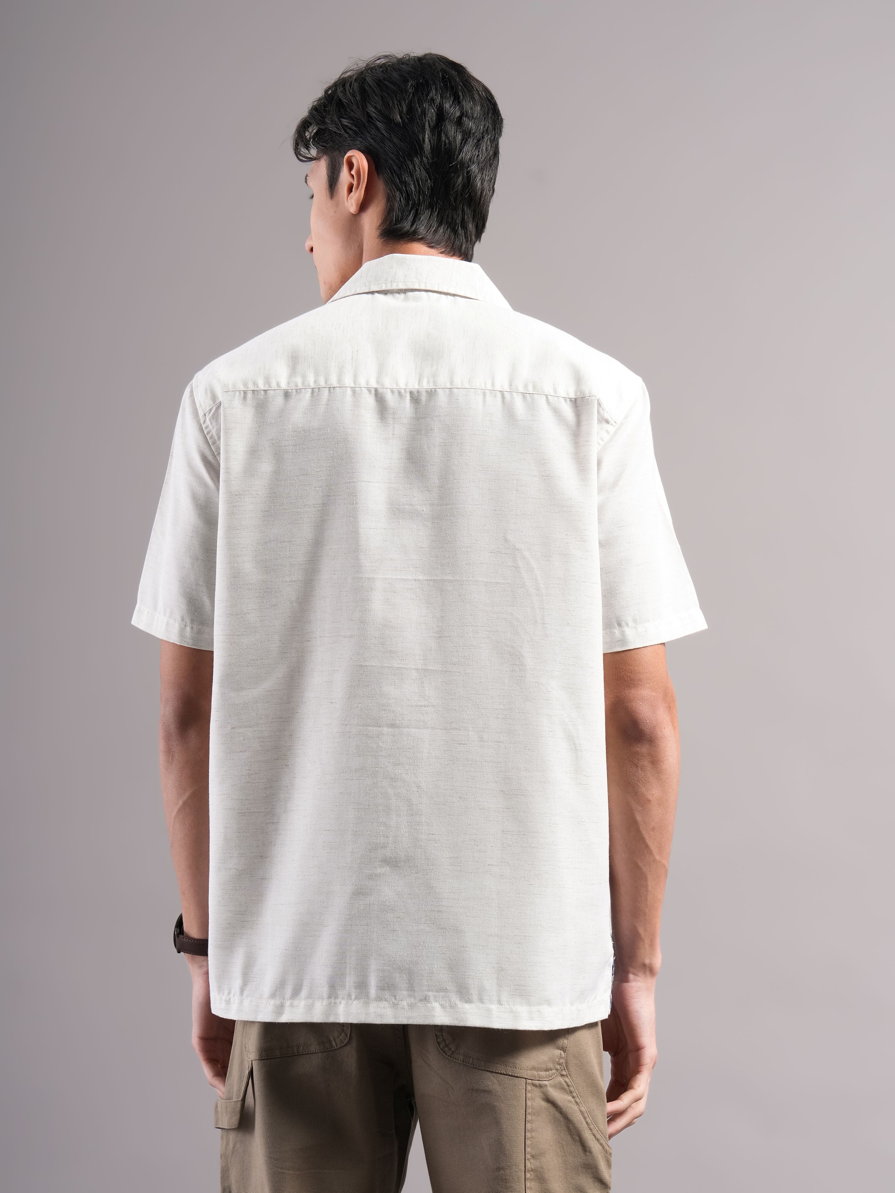 Men Cream Printed Casual Shirt