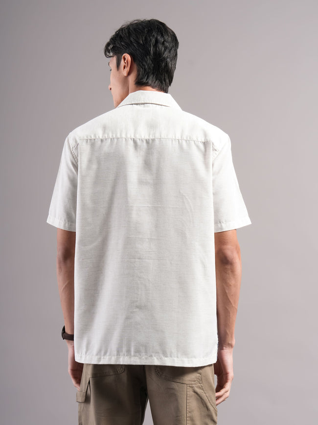 Men Cream Printed Casual Shirt