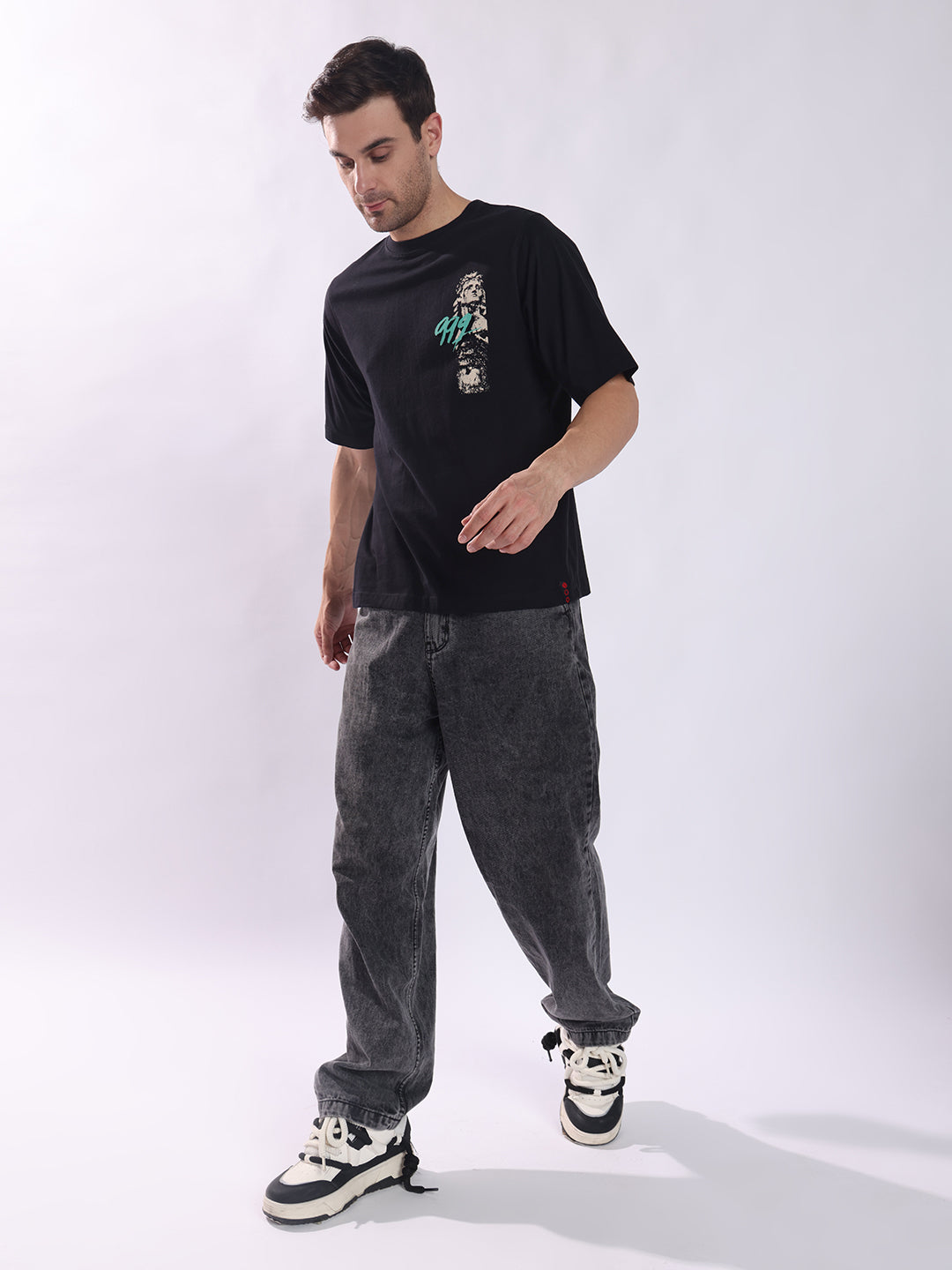 Men Black Cotton Oversized T-Shirt