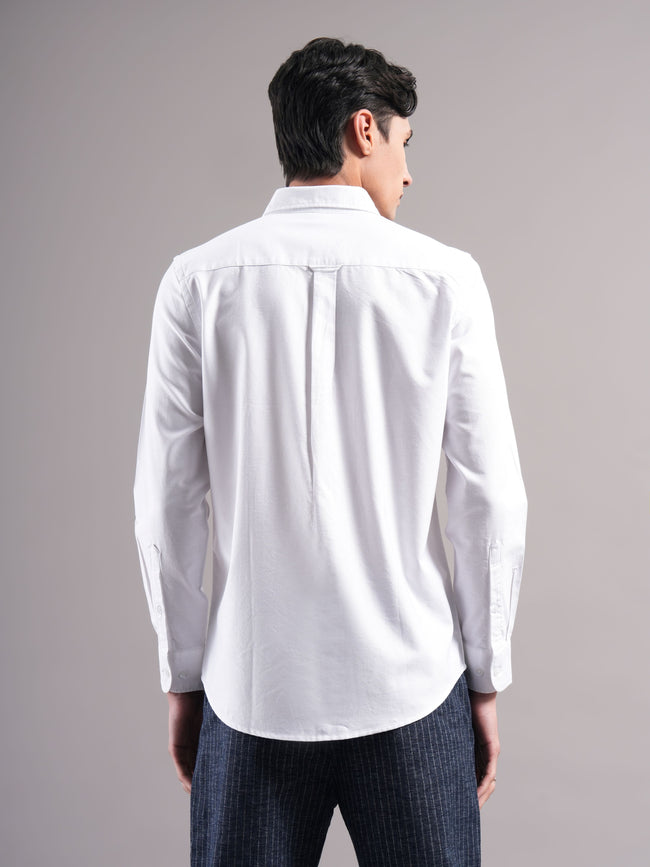 Men White Solid Casual Shirt
