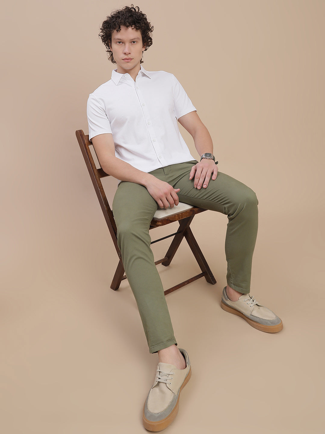 Men White Half Sleeve Shirt
