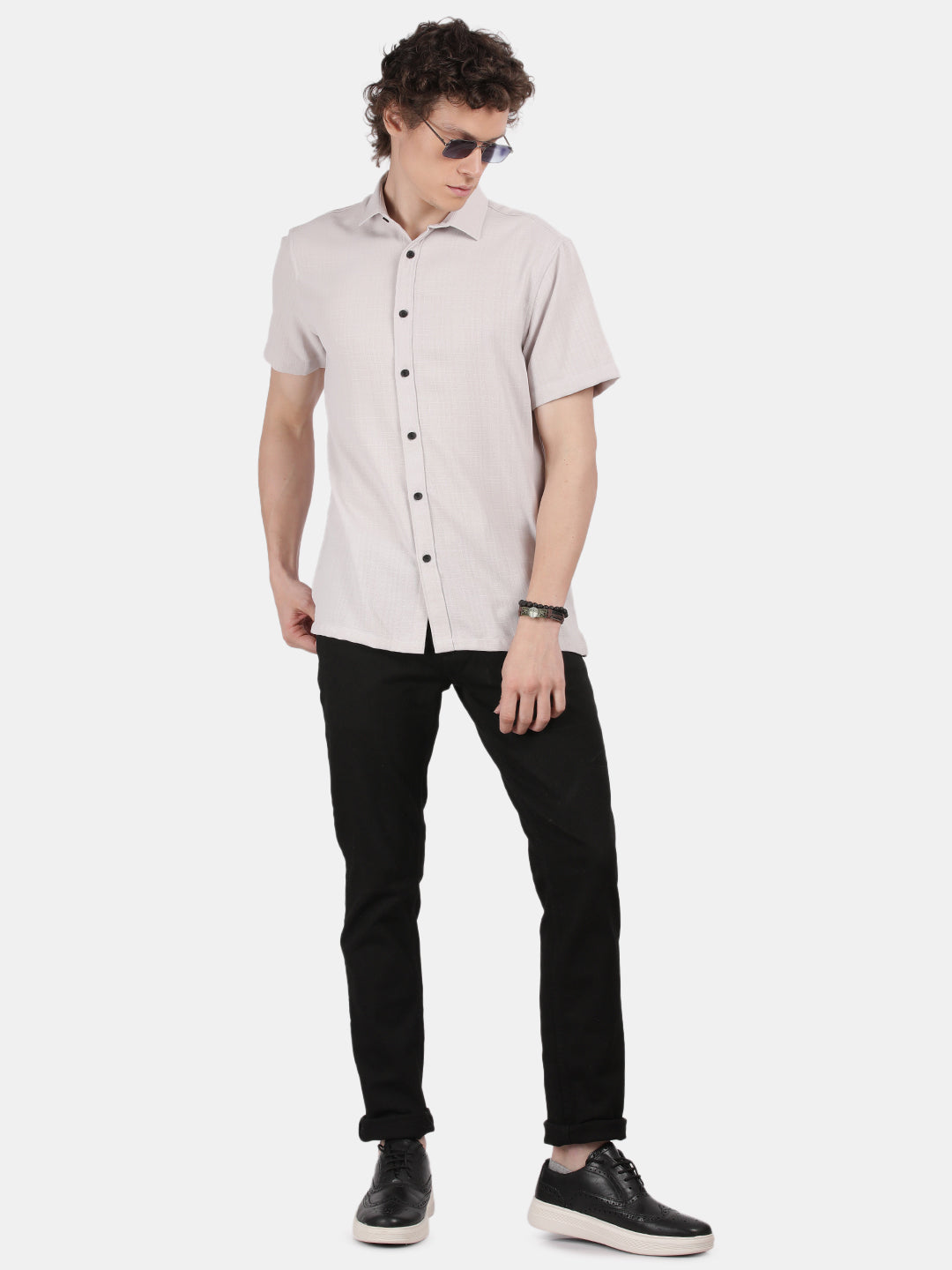 Men Silver Slim Fit Shirt
