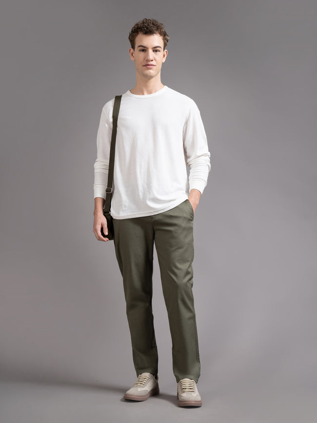 Men Olive Smart Slim Fit Chinos