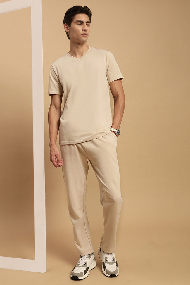 Men Beige French Terry Jogger