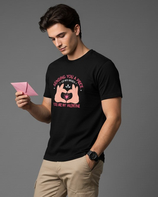 Men Printed Black Cotton Tshirt