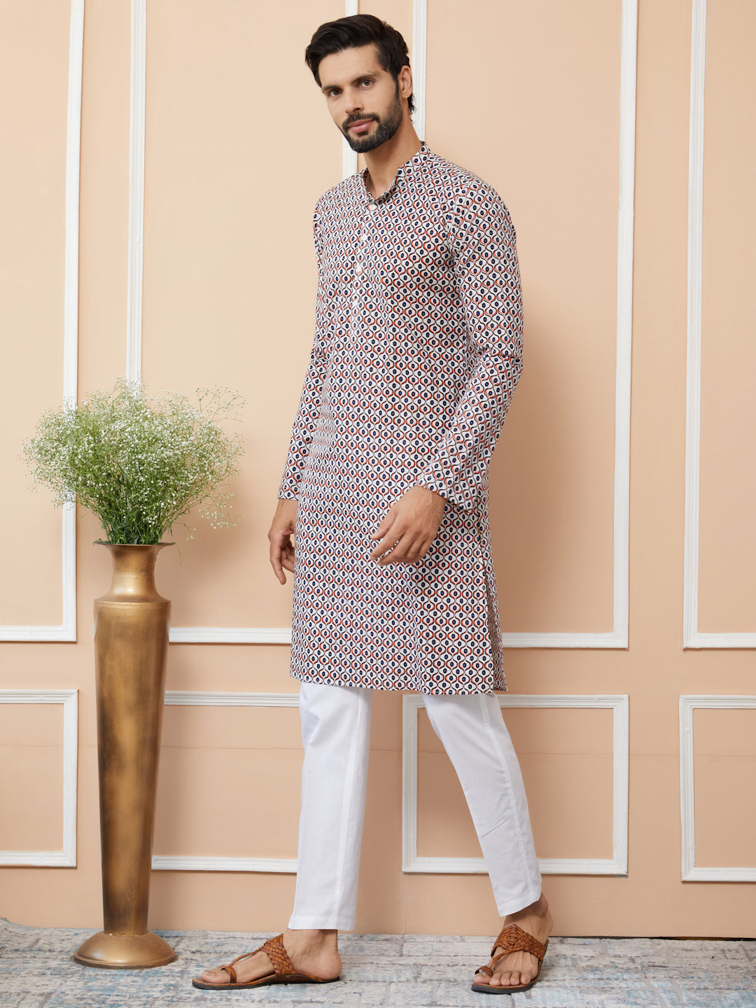 Men Multi Cotton Kurta