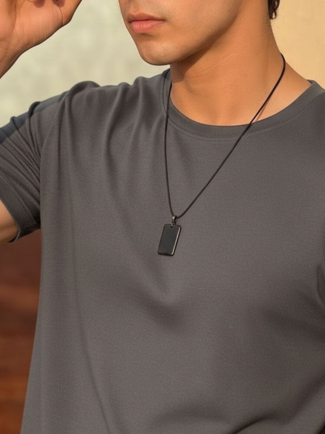 Men Grey Solid Cotton T-shirt
