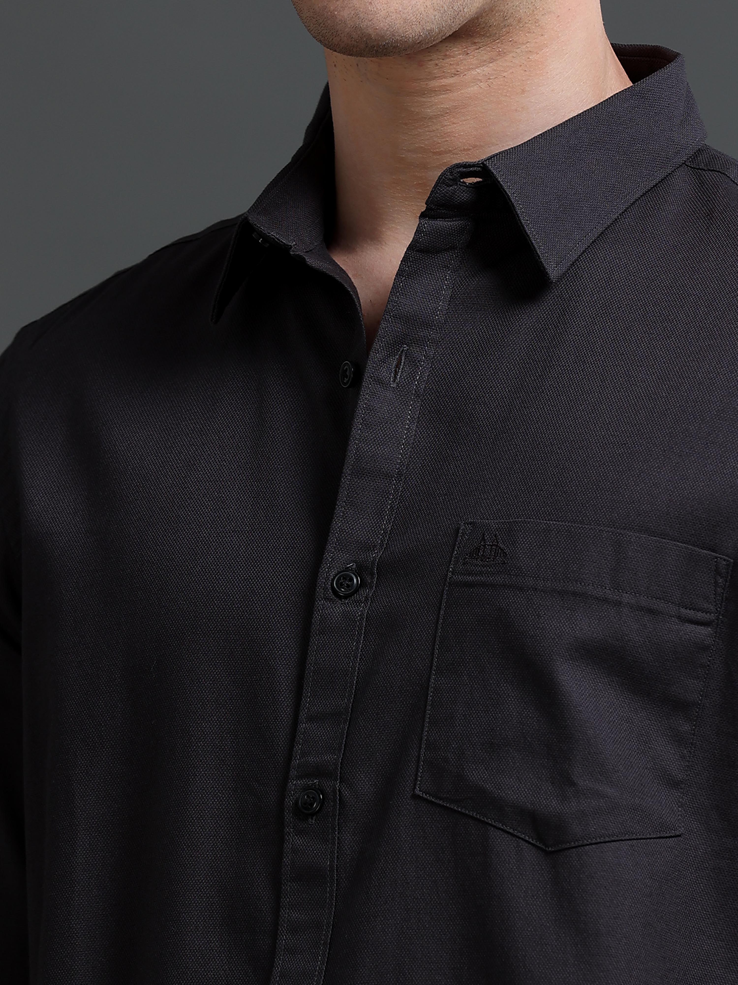 Men Grey Dobby Shirt