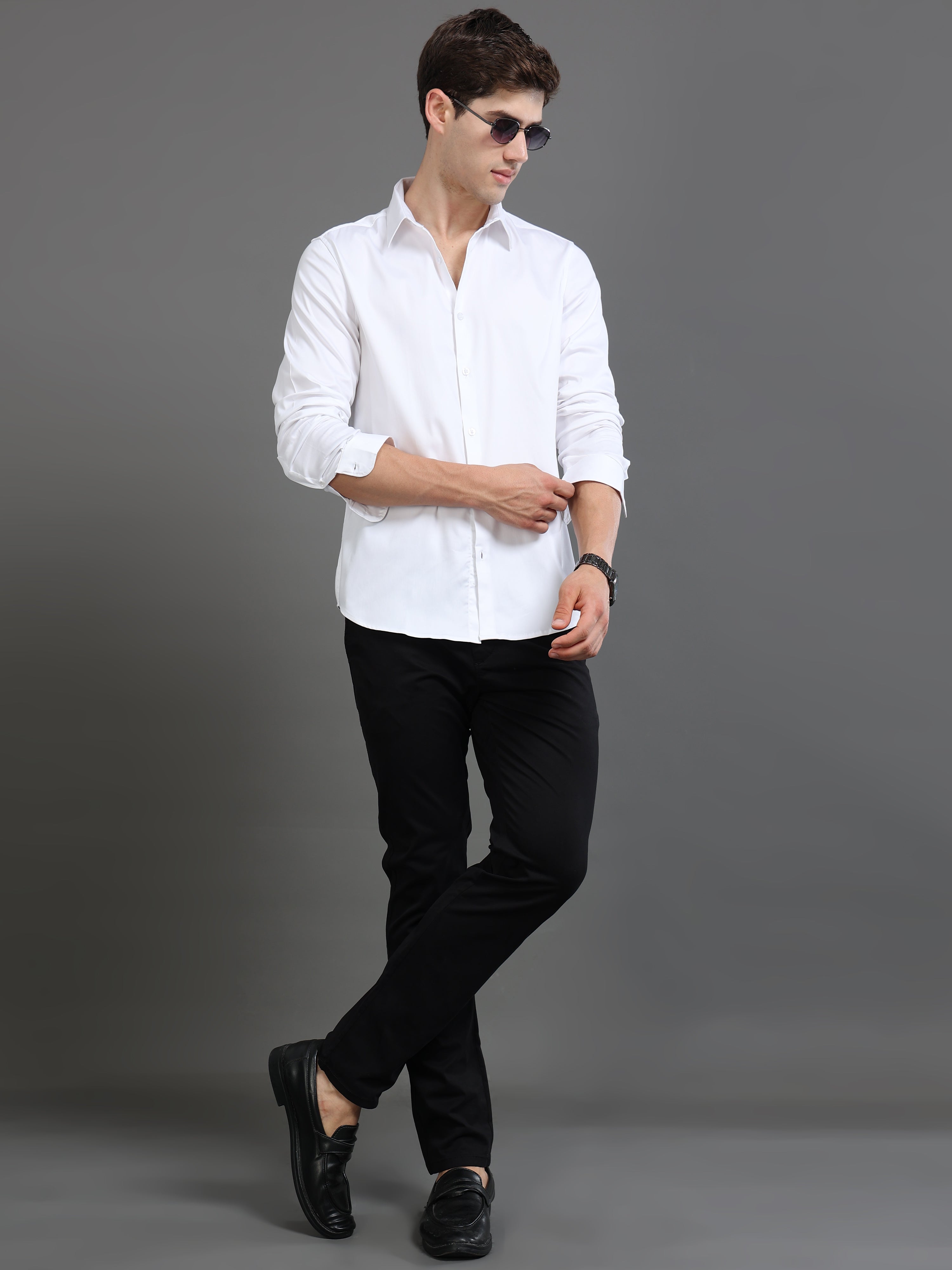 Men White Satin Shirt