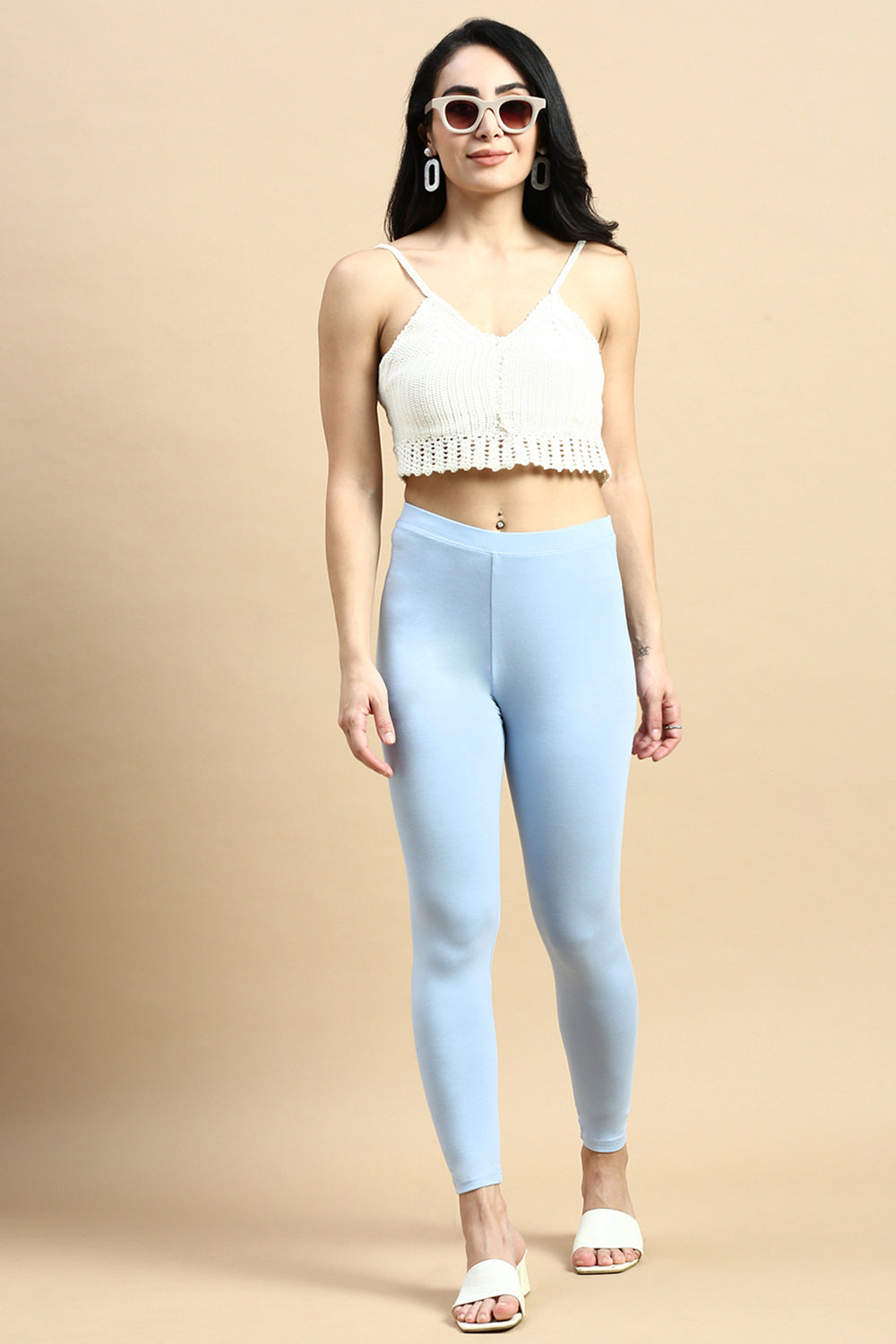Women Blue Casual Leggings