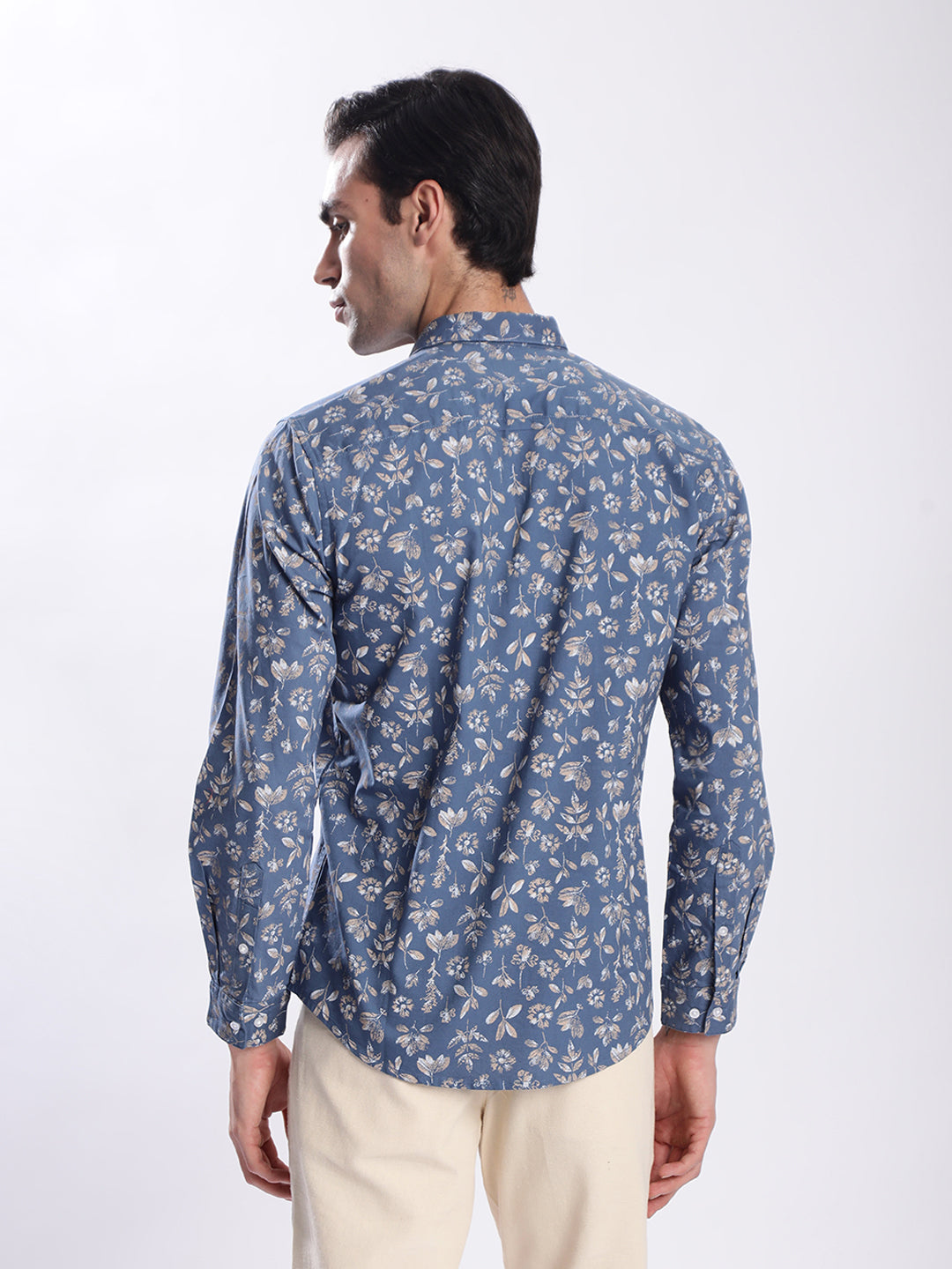 Men Blue Floral Printed Shirt