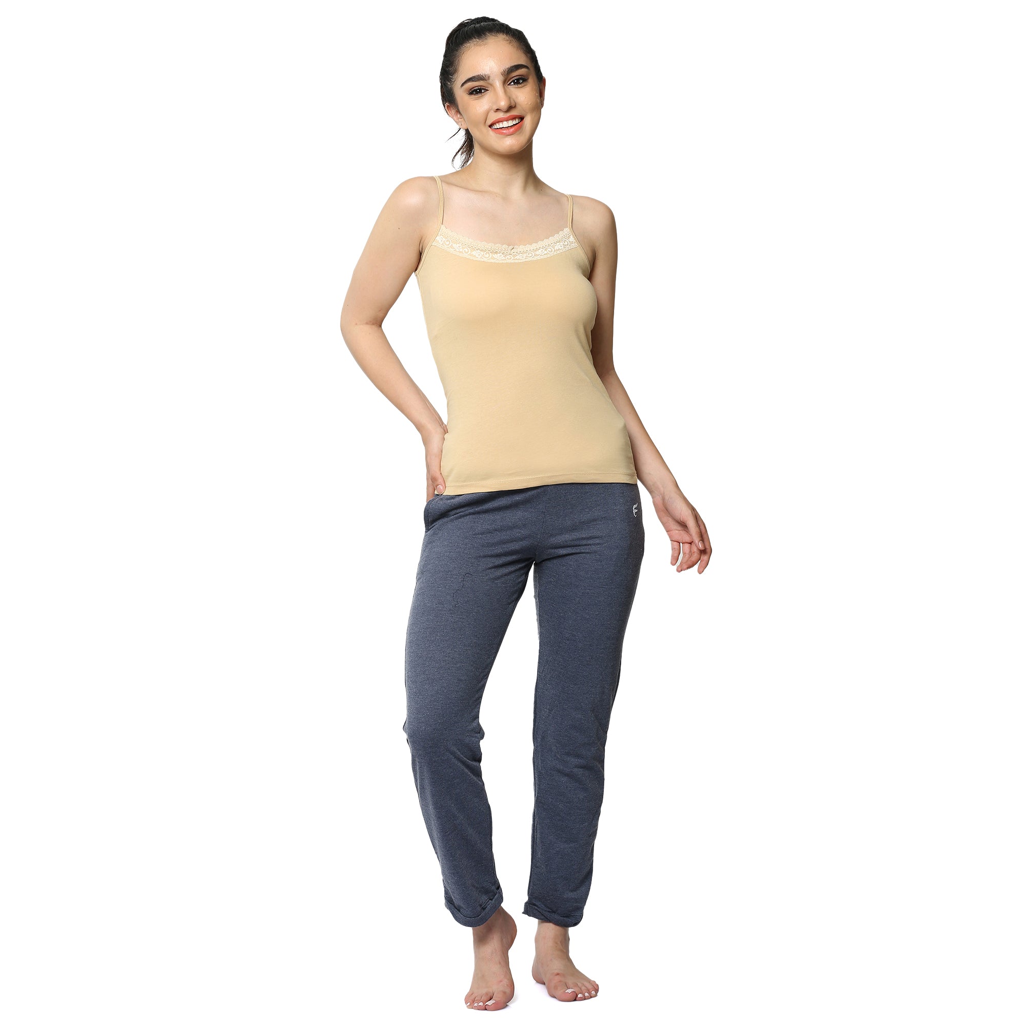 Contour Fit Round Neck Short Length Lace Camisole