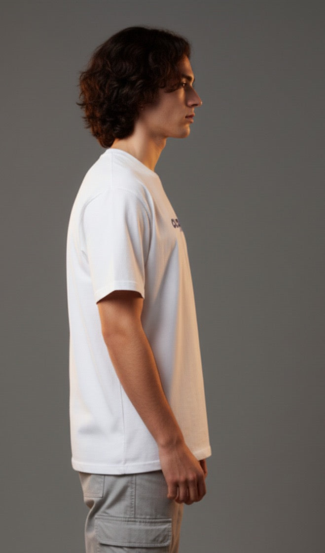 Men White Graphic Cotton Oversized T-Shirt