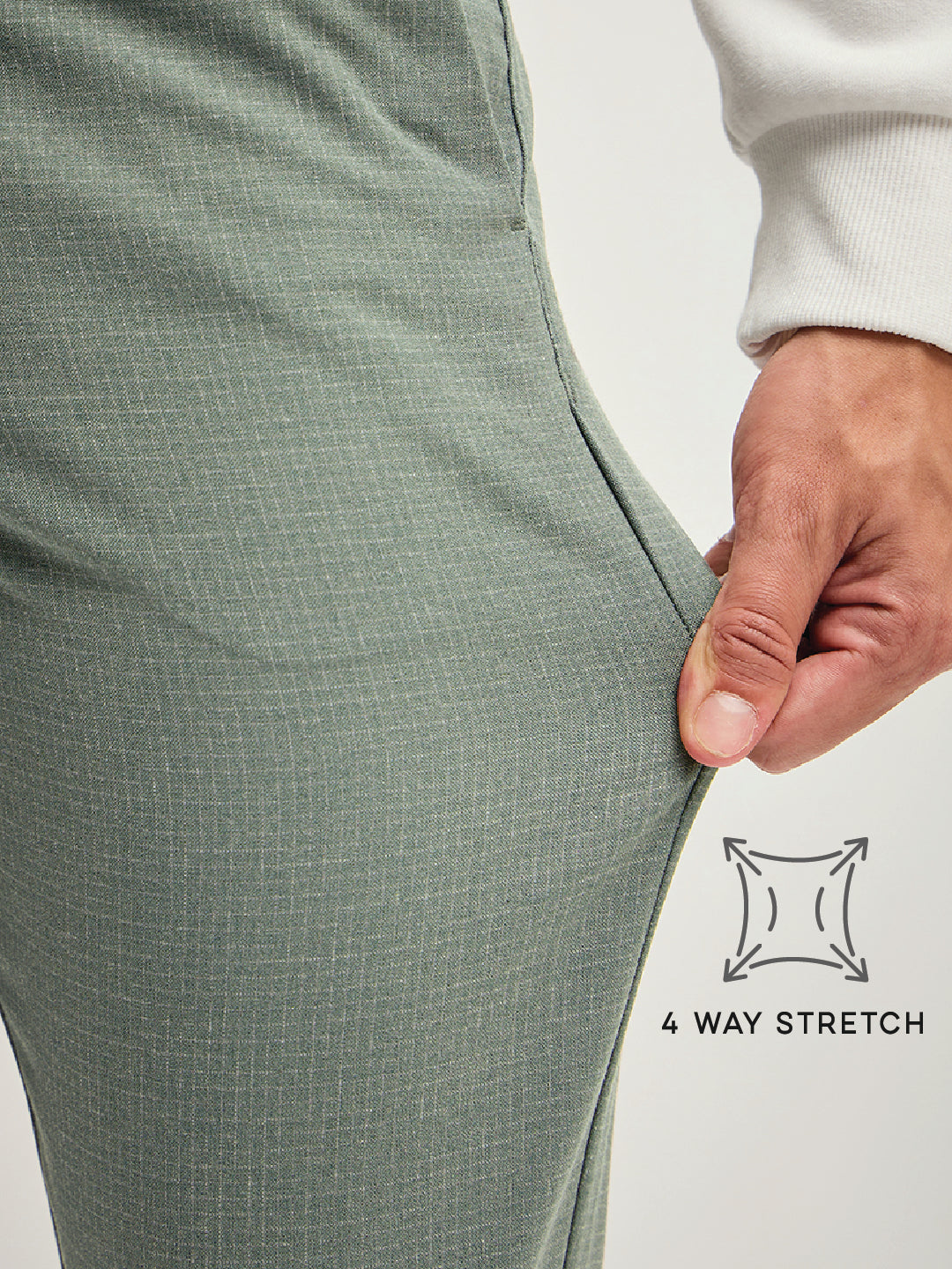 Men Olive 4 Way Stretch Formal Trouser