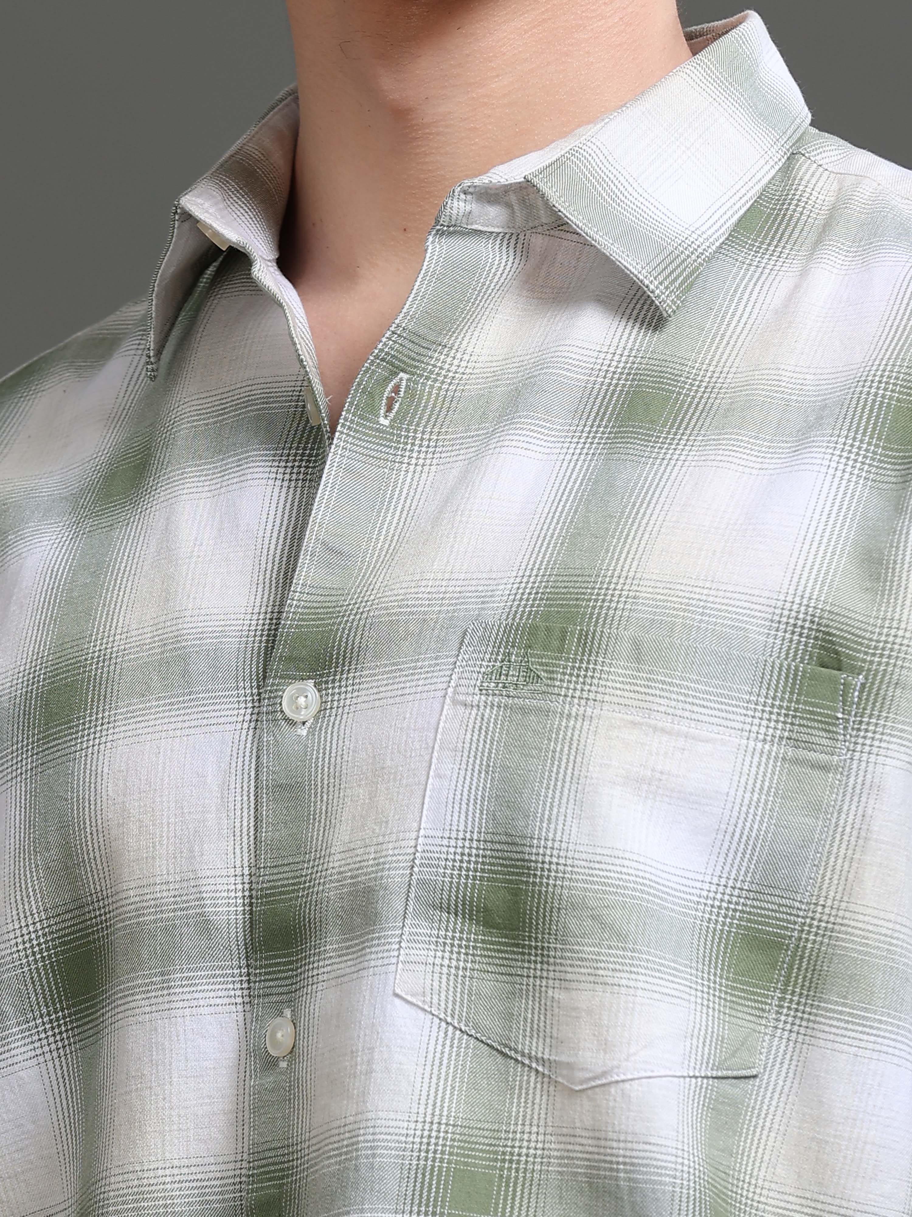 Men Green Checked Shirt