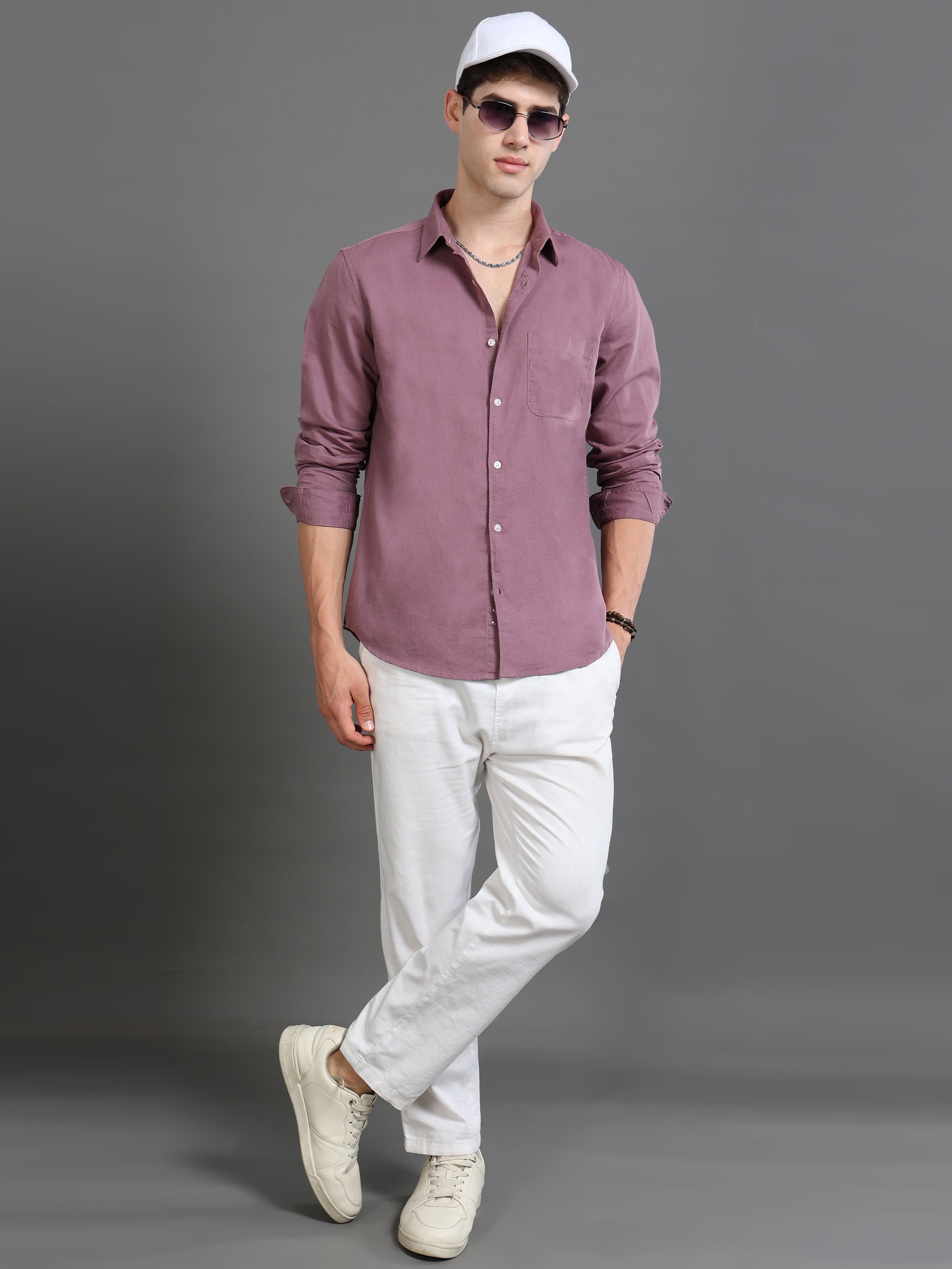 Men Mauve Slim Fit Shirt