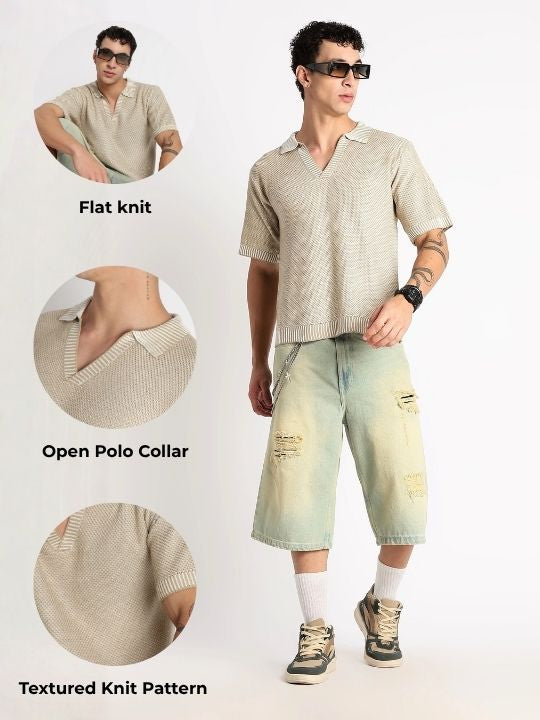 Men Modern Loose Fit with Ribbed Finish T-Shirt