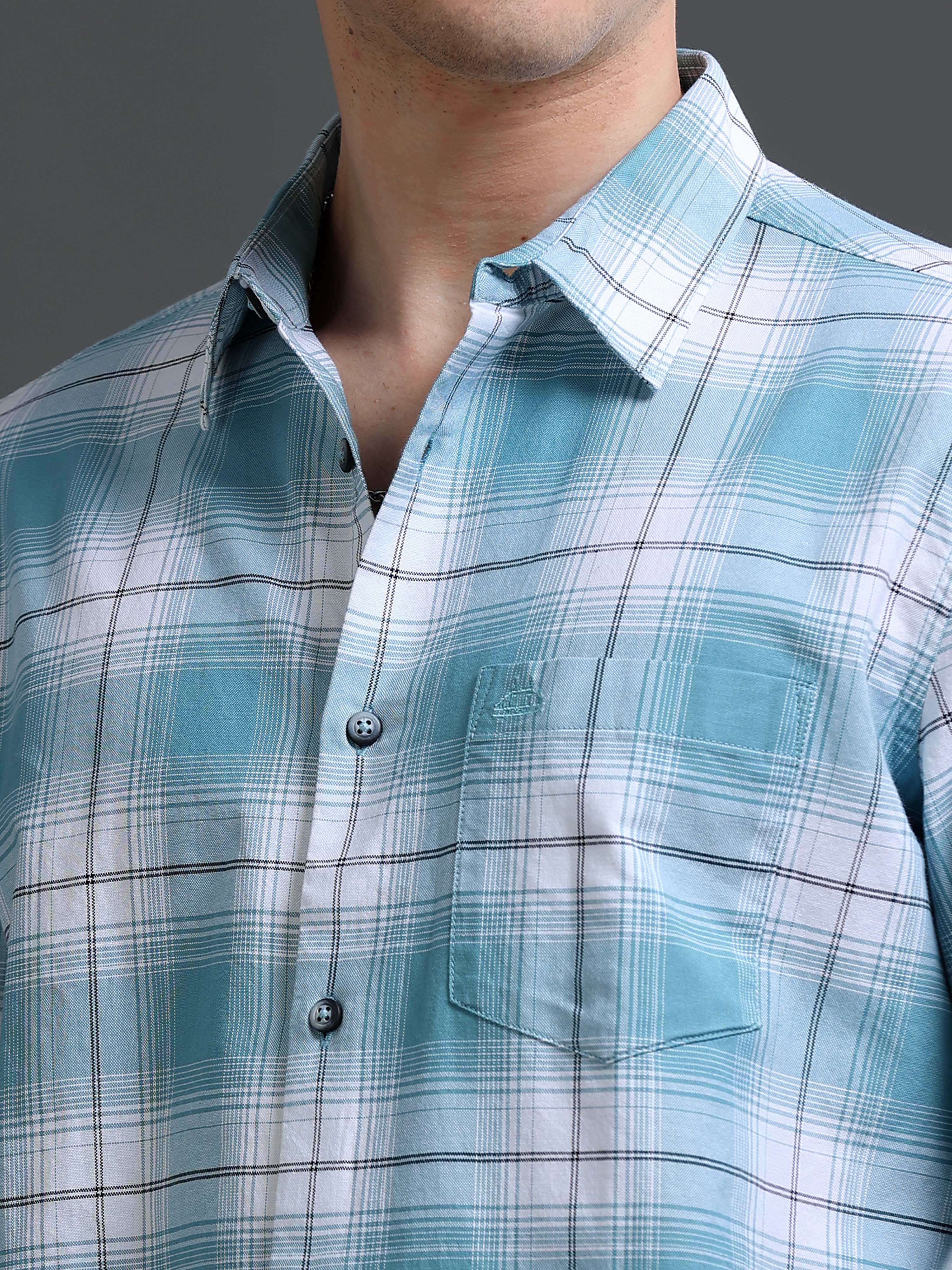 Men Blue Checked Cotton Shirt