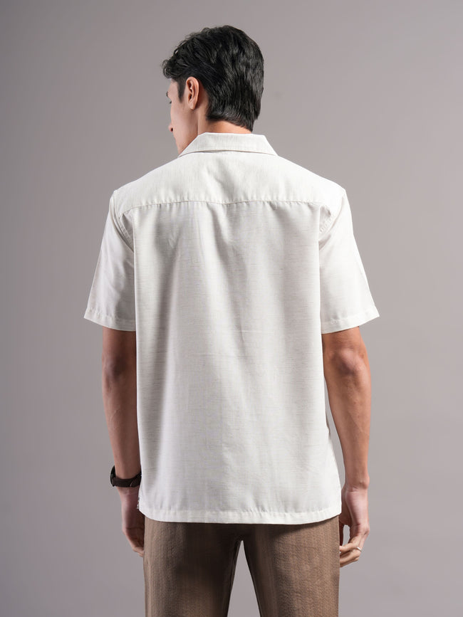 Men Cream Printed Casual Shirt