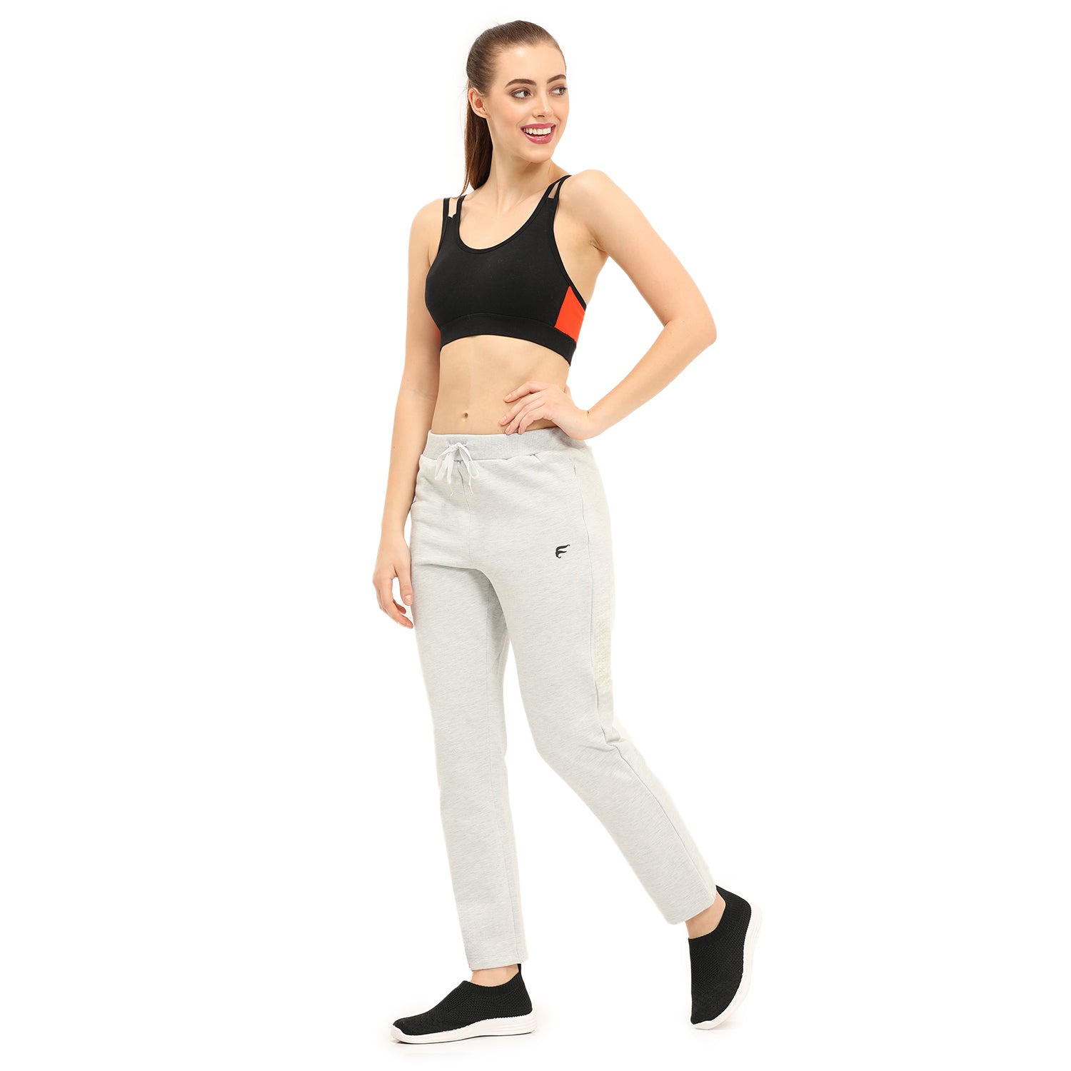 Women Grey Ankle Length Fleece Track Pant