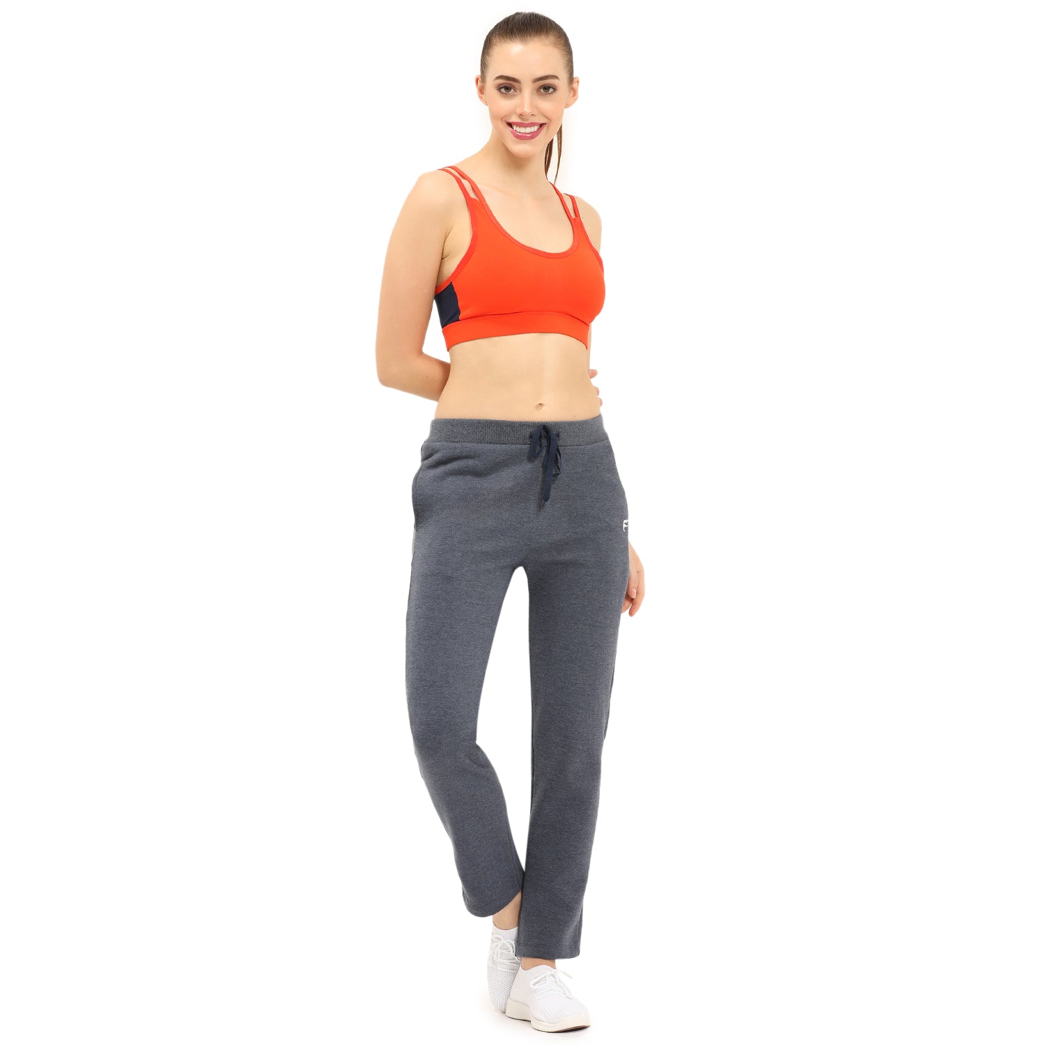 Women Blue Ankle Length Fleece Track Pant