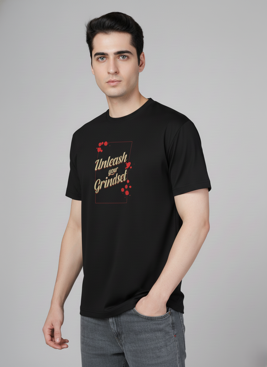 Men Cotton Black Printed Tshirt